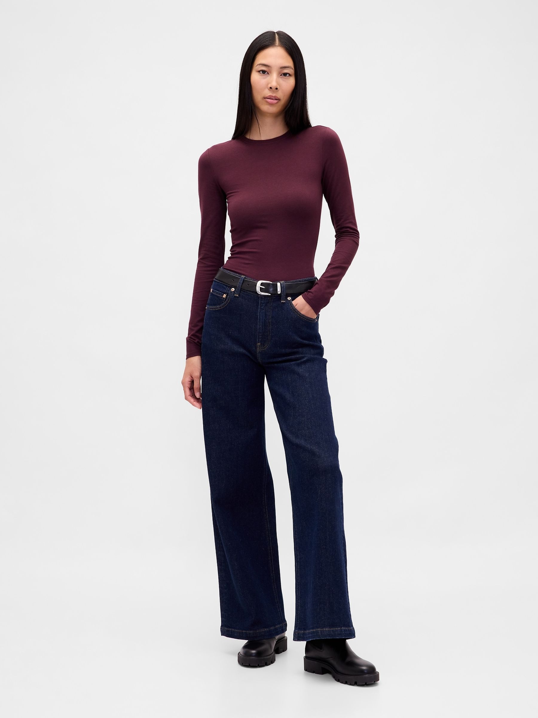 Burgundy Red Close Knit Jersey T-Shirt - Image 3 of 4