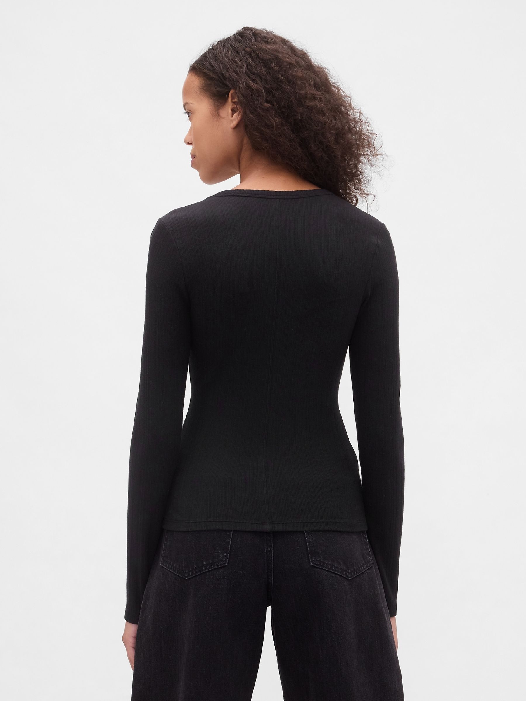 Black Sheer Modern Rib T-Shirt - Image 2 of 4