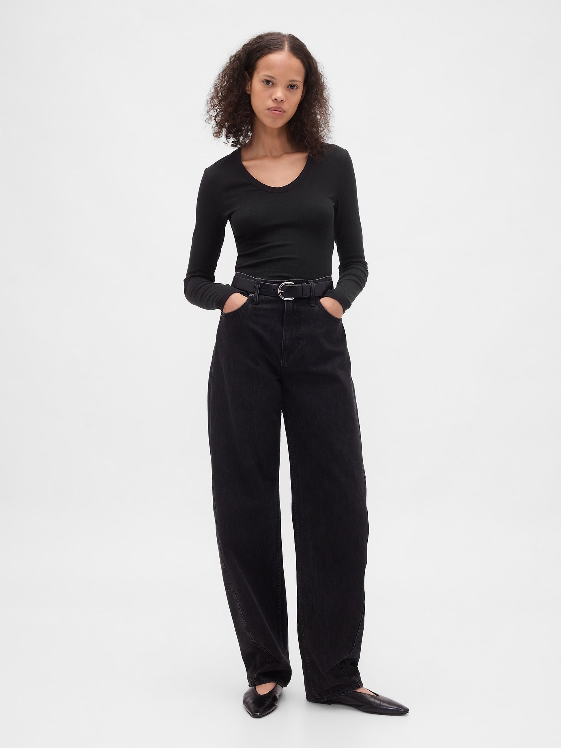 Black Sheer Modern Rib T-Shirt - Image 3 of 4