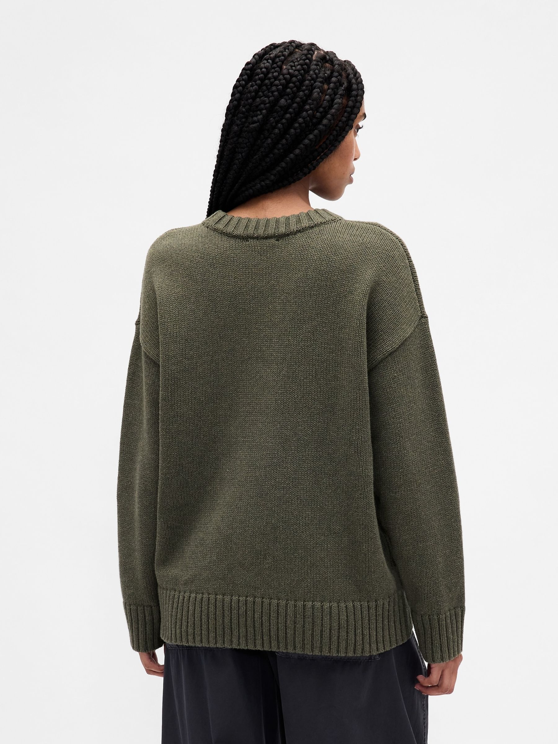Green Cotton Oversized Jumper - Image 2 of 4