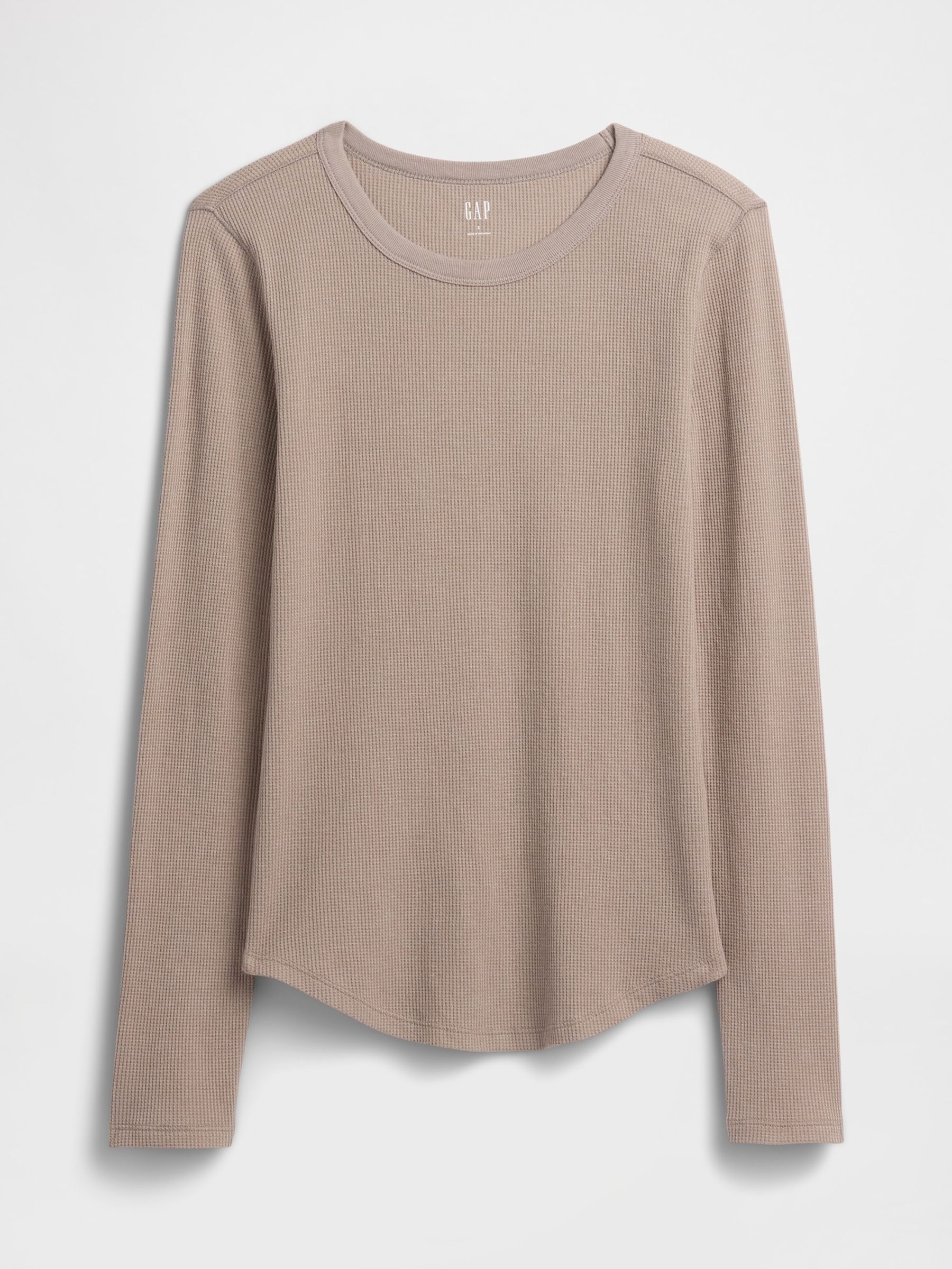 Brown Waffle Knit Long Sleeve T-Shirt - Image 2 of 2