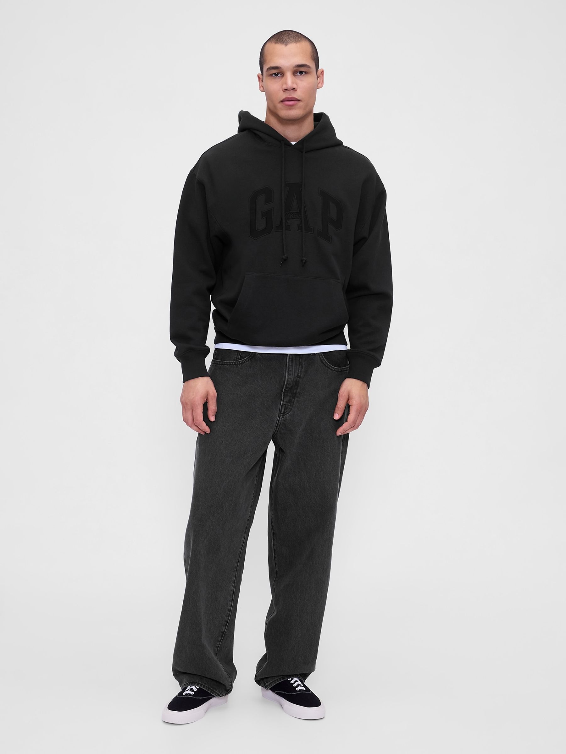 Black Oversized Heavyweight Logo Hoodie - Image 3 of 4