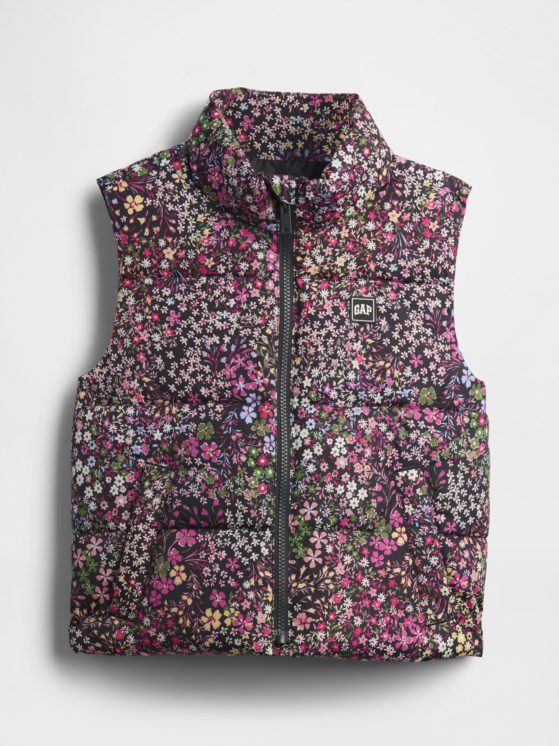 Black Floral Cold Control Relaxed Puffer Vest (4-13yrs) - Image 4 of 5
