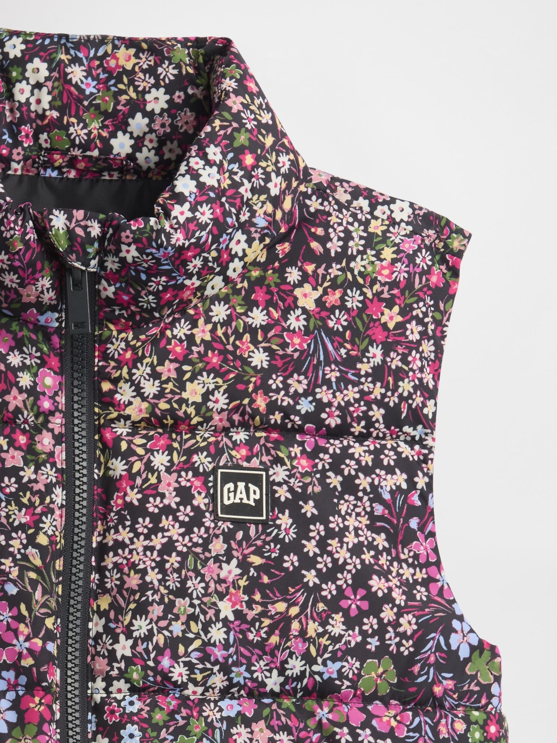 Black Floral Cold Control Relaxed Puffer Vest (4-13yrs) - Image 5 of 5