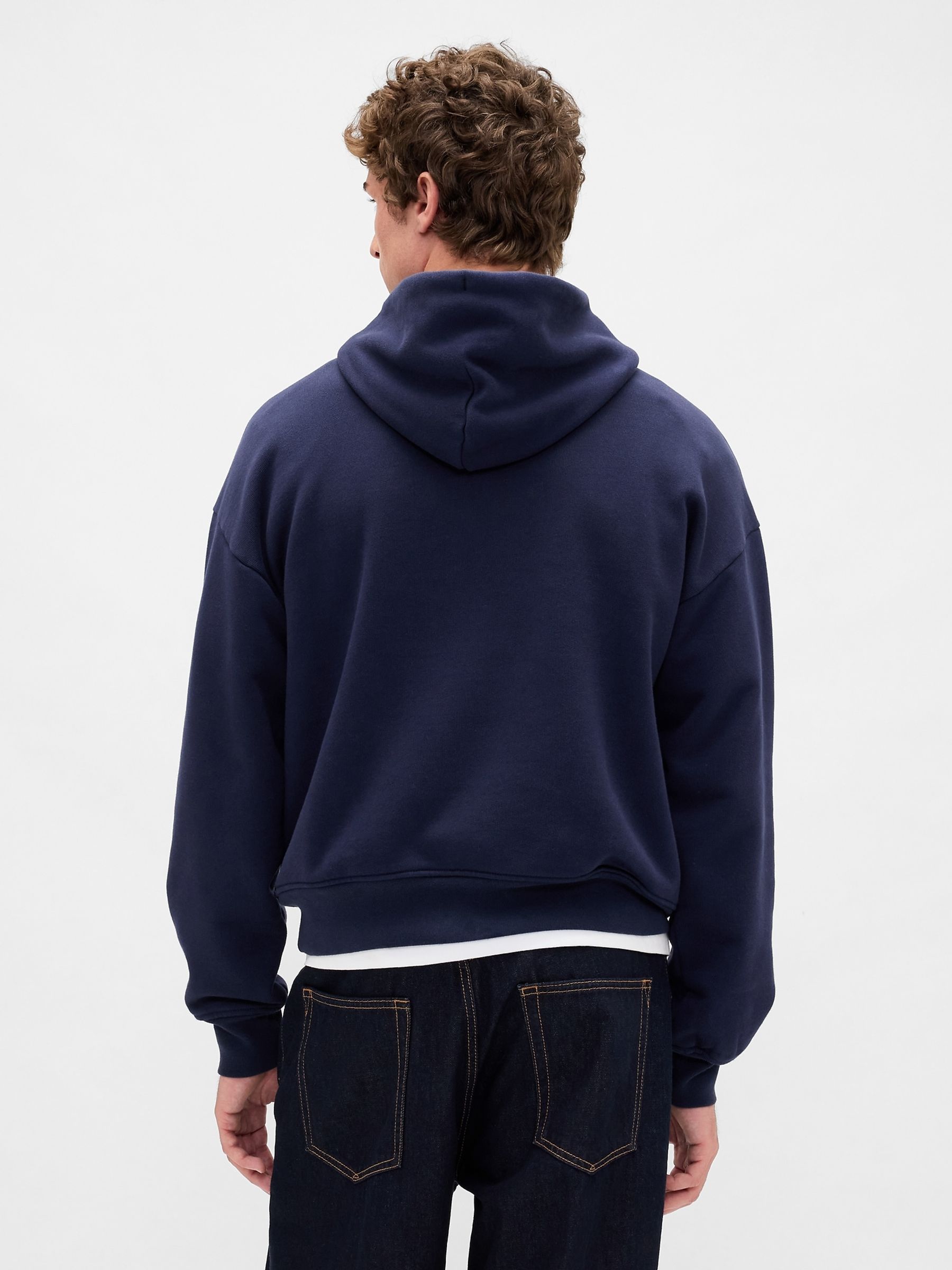 Navy Blue Extra Heavyweight French Terry Hoodie - Image 2 of 4