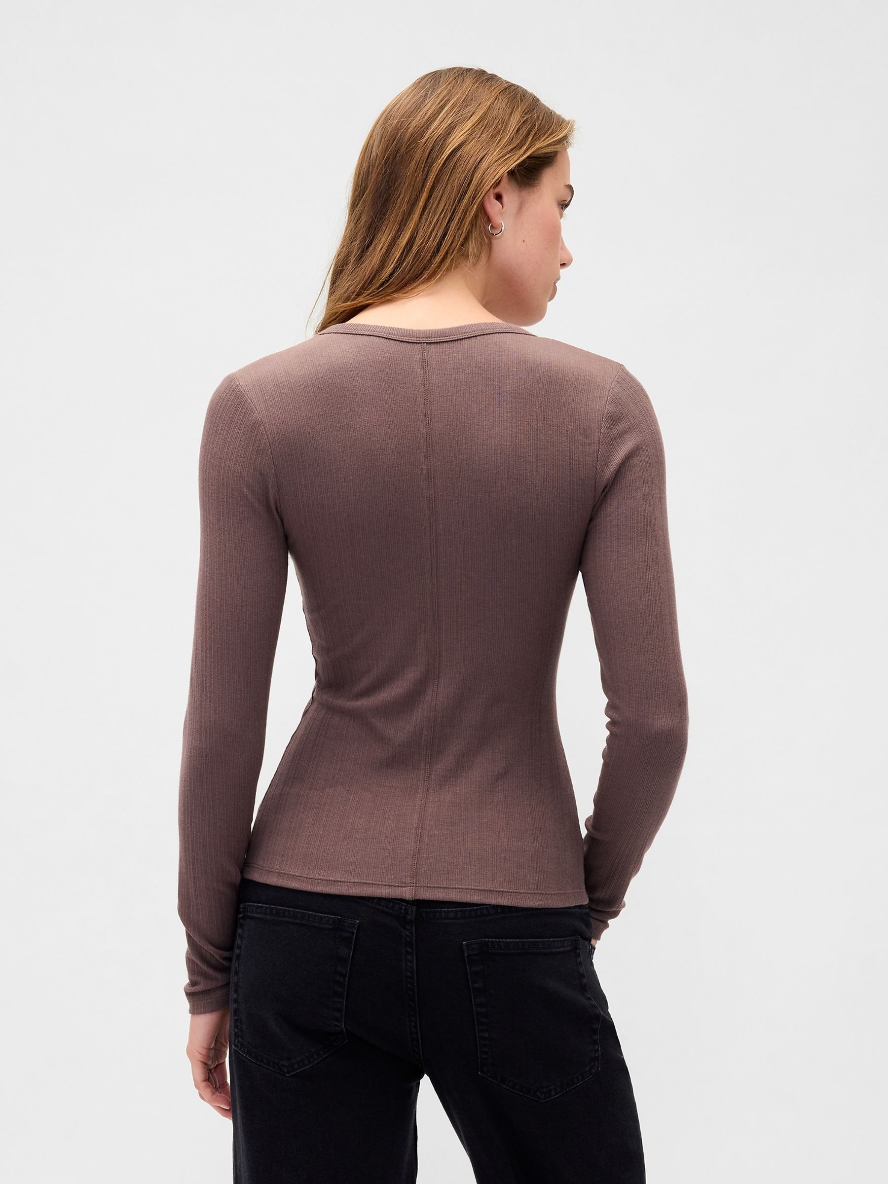 Brown Sheer Modern Rib T-Shirt - Image 2 of 3