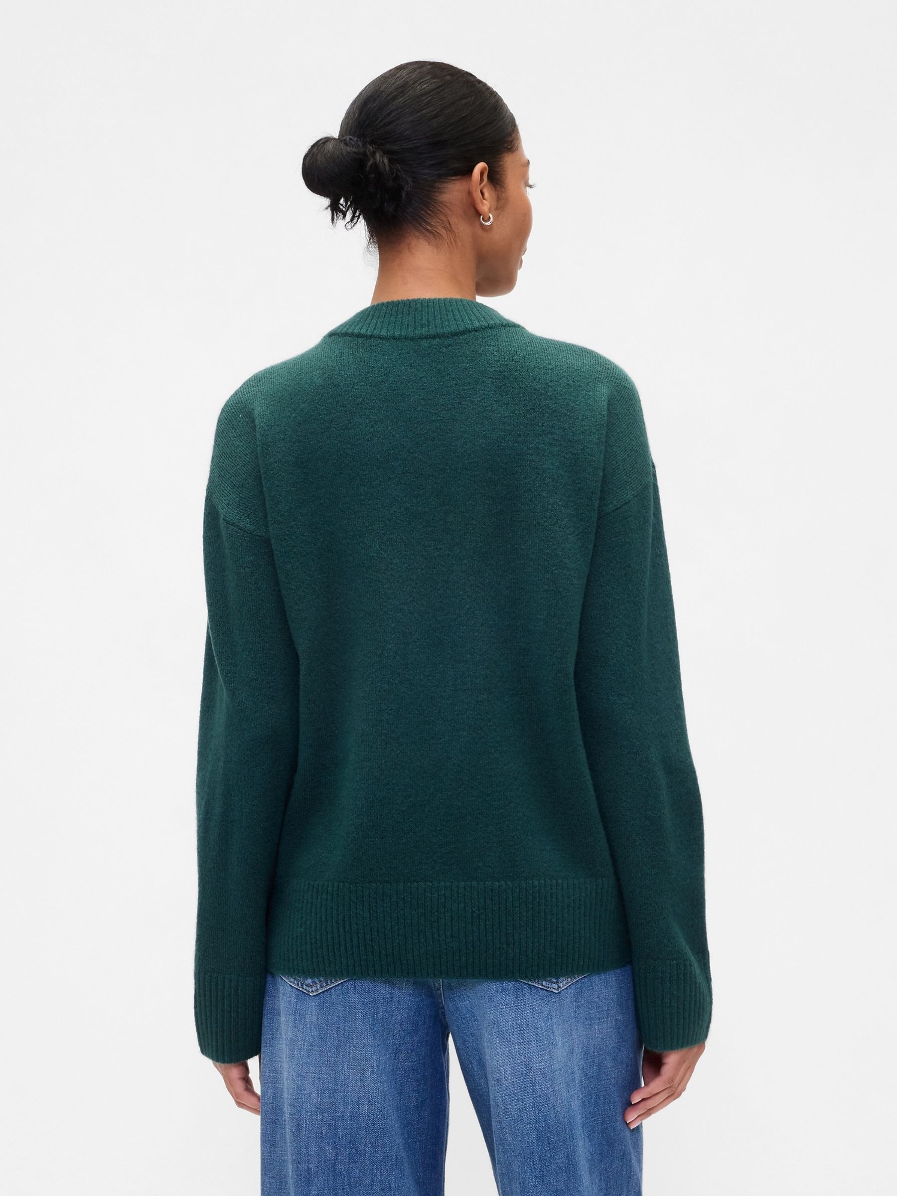 Dark Green V-Neck Sweatshirt - Image 2 of 5