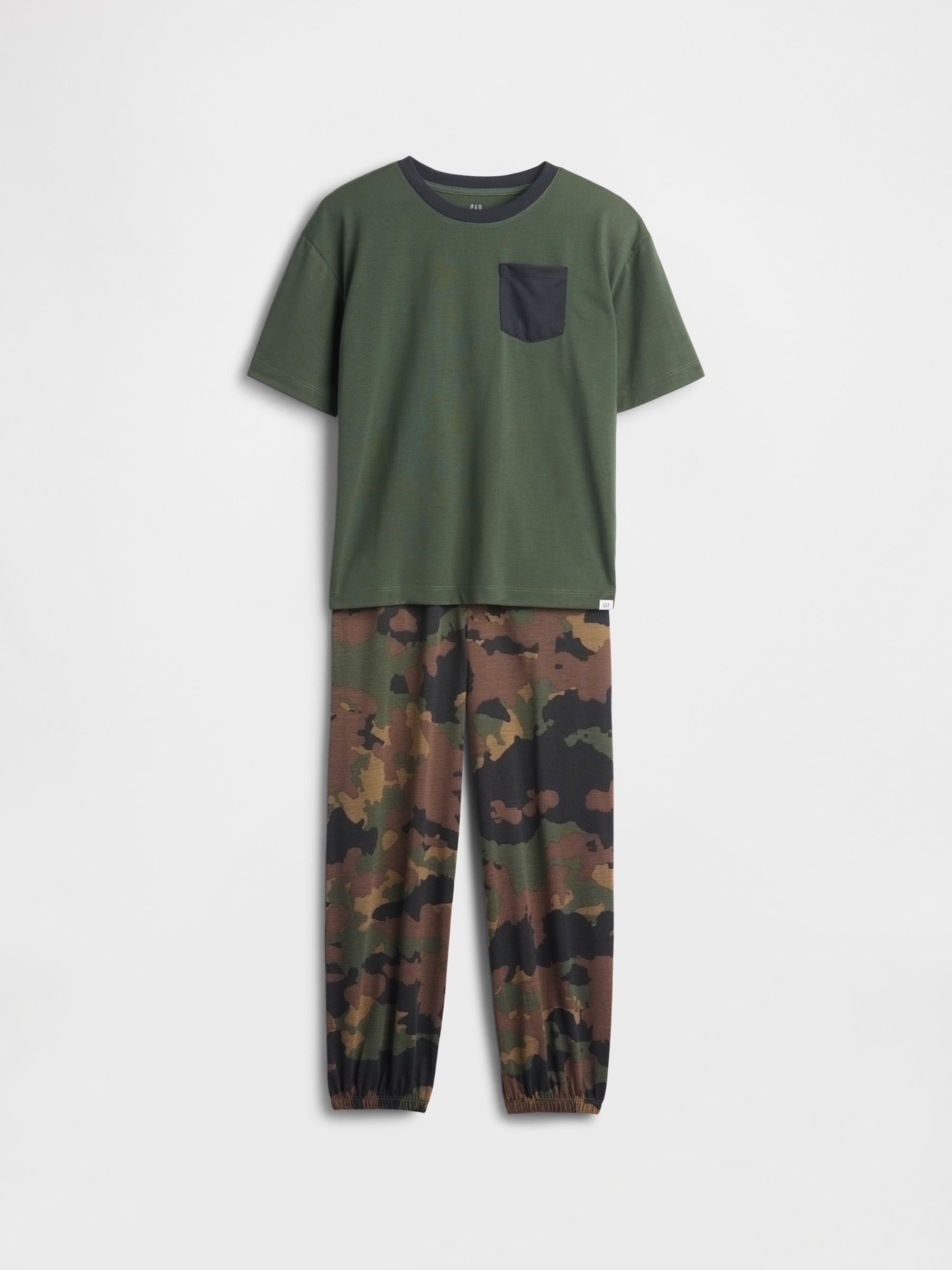 Green Camo Pyjama Joggers Set (6-13yrs) - Image 1 of 3