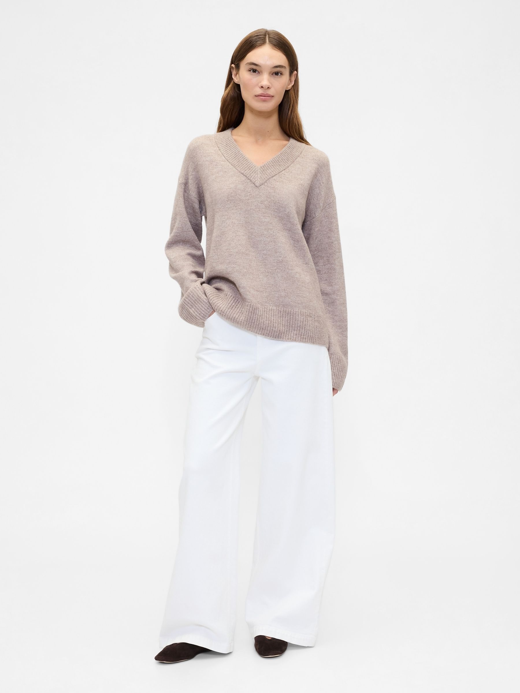 Brown V-Neck Sweatshirt - Image 3 of 5