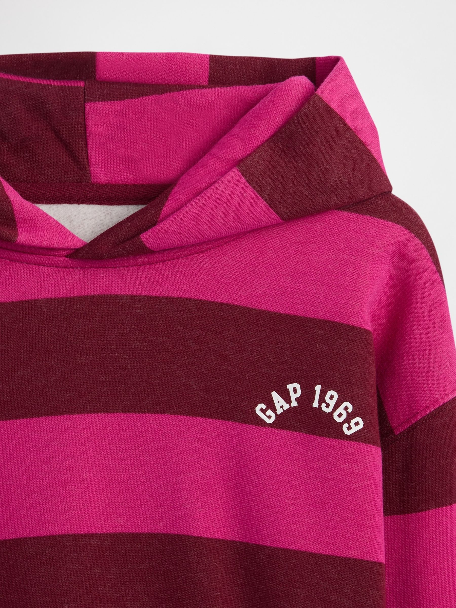 Burgundy Red Rugby Stripe Logo Hoodie (4-13yrs) - Image 5 of 5
