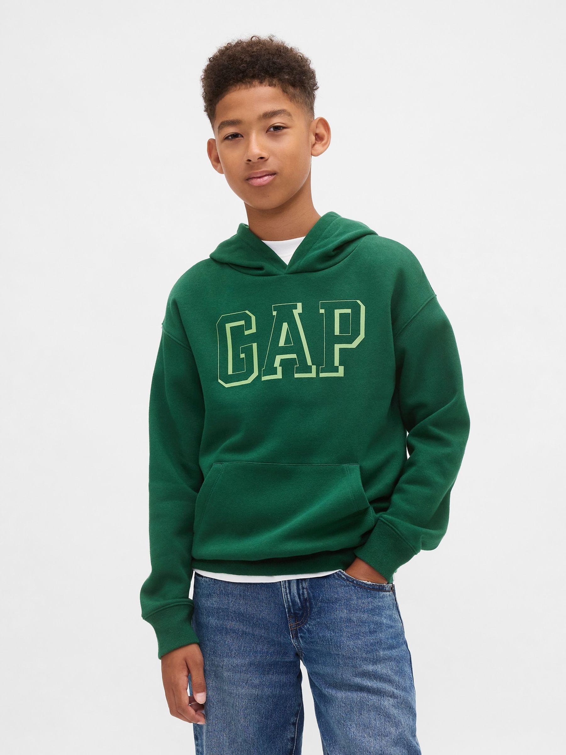 Green Relaxed Logo Hoodie - Image 1 of 5