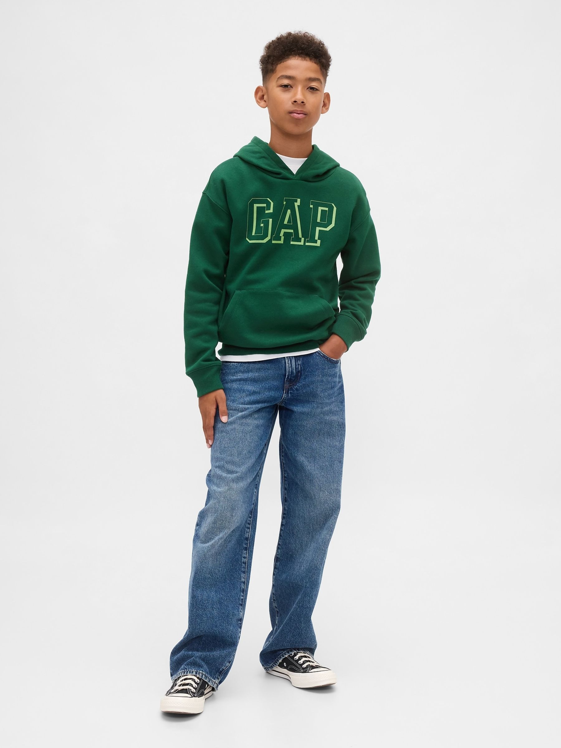 Green Relaxed Logo Hoodie - Image 3 of 5