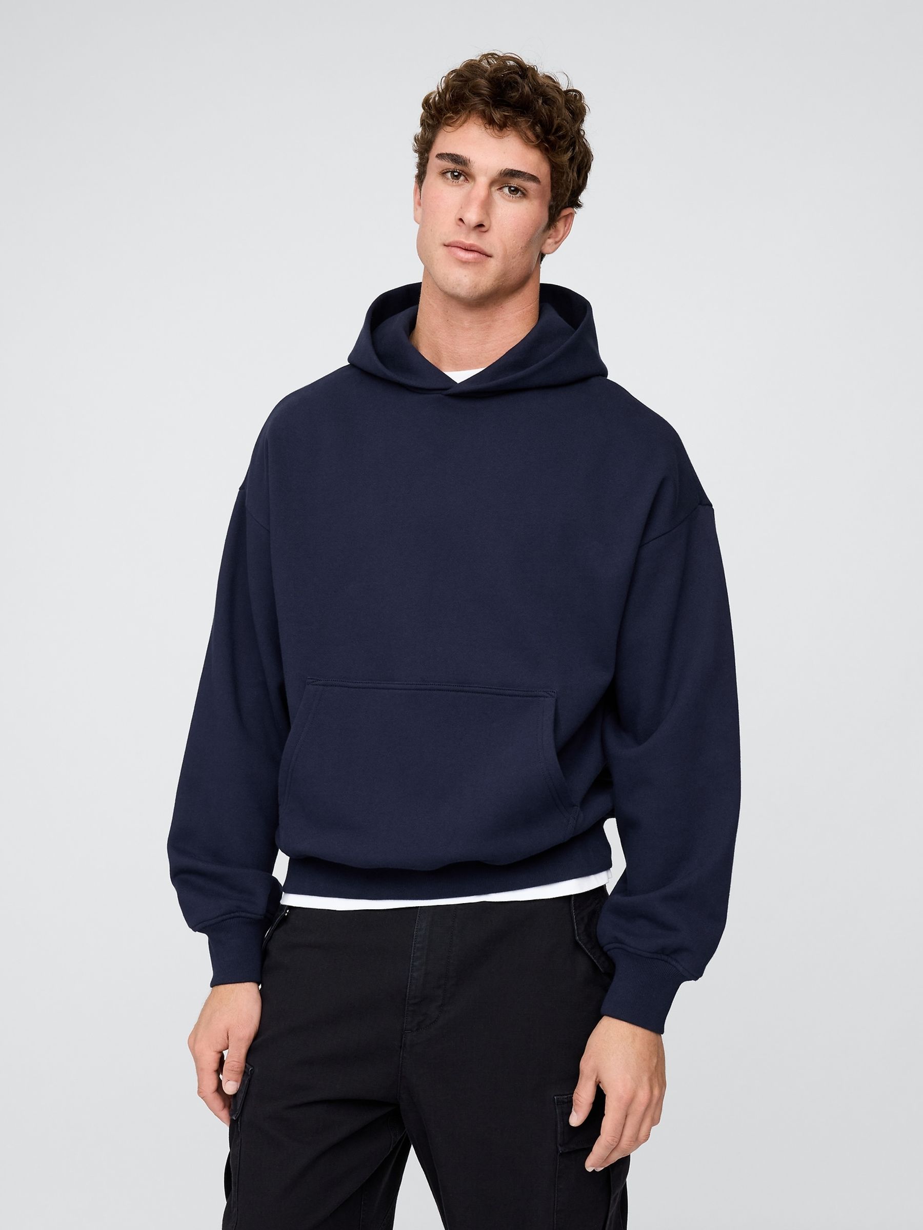 Navy Blue Oversized Heavyweight Hoodie - Image 1 of 4