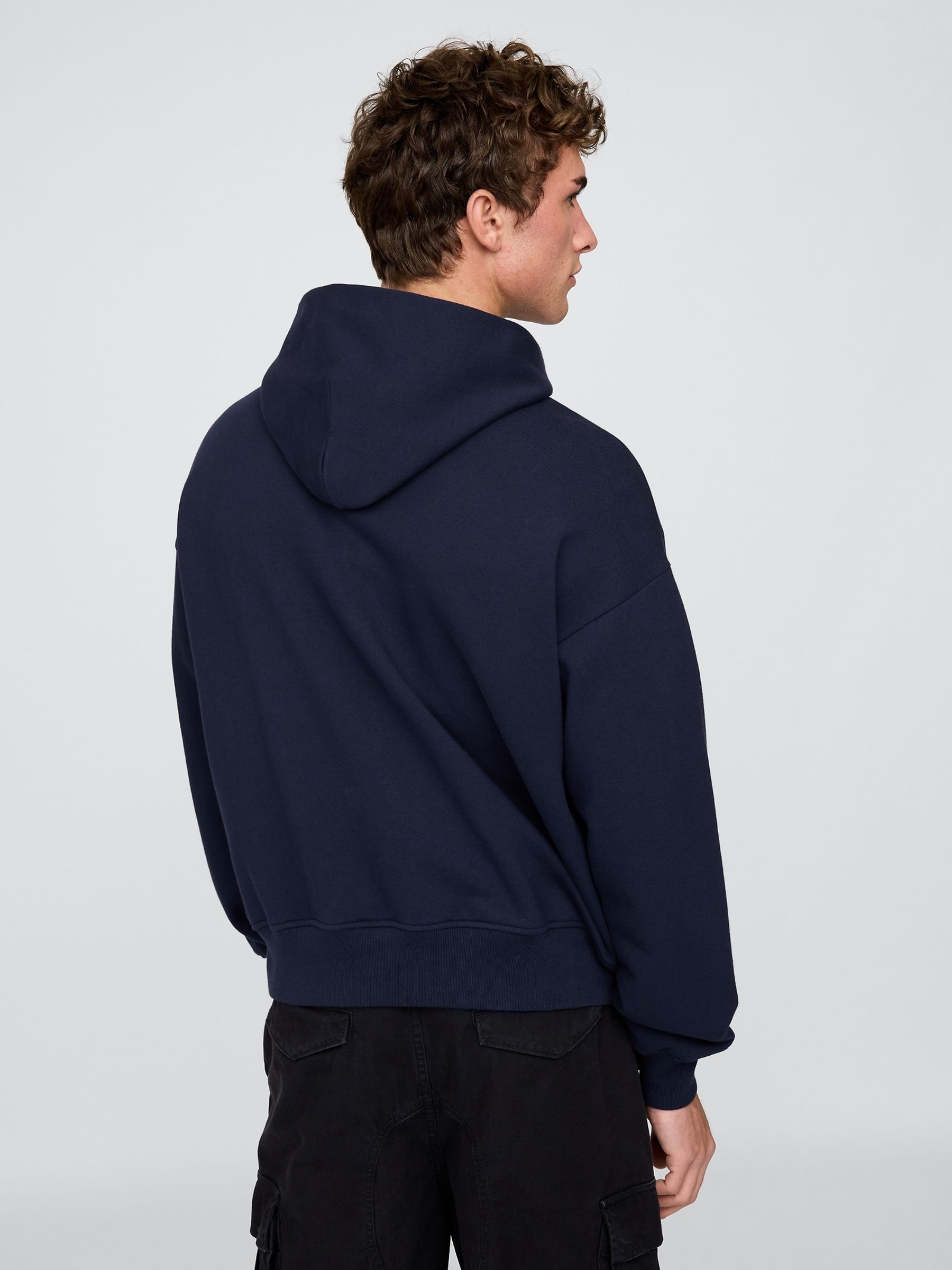 Navy Blue Oversized Heavyweight Hoodie - Image 2 of 4