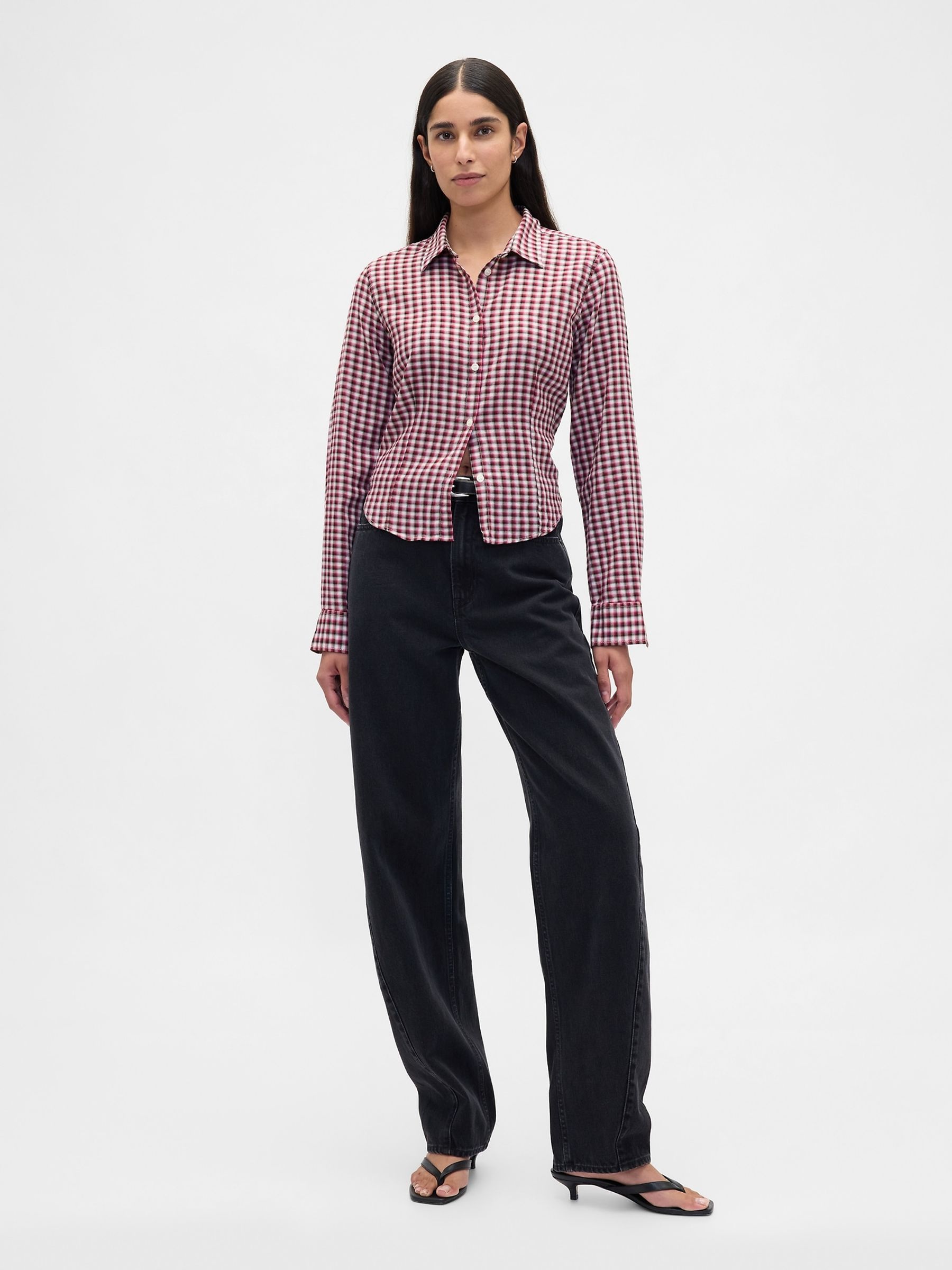 Red Flannel Fitted Check Shirt - Image 3 of 4