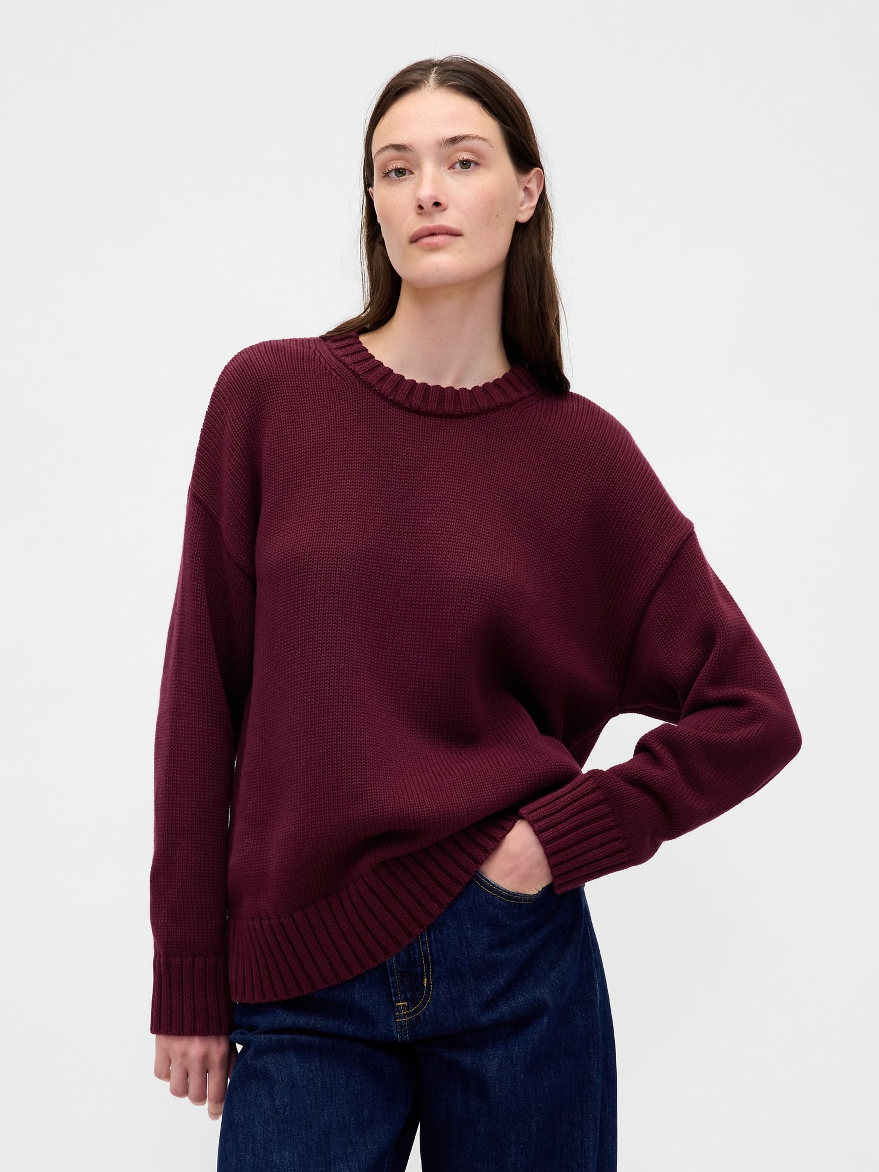 Burgundy Red Oversized Sweatshirt - Image 1 of 4
