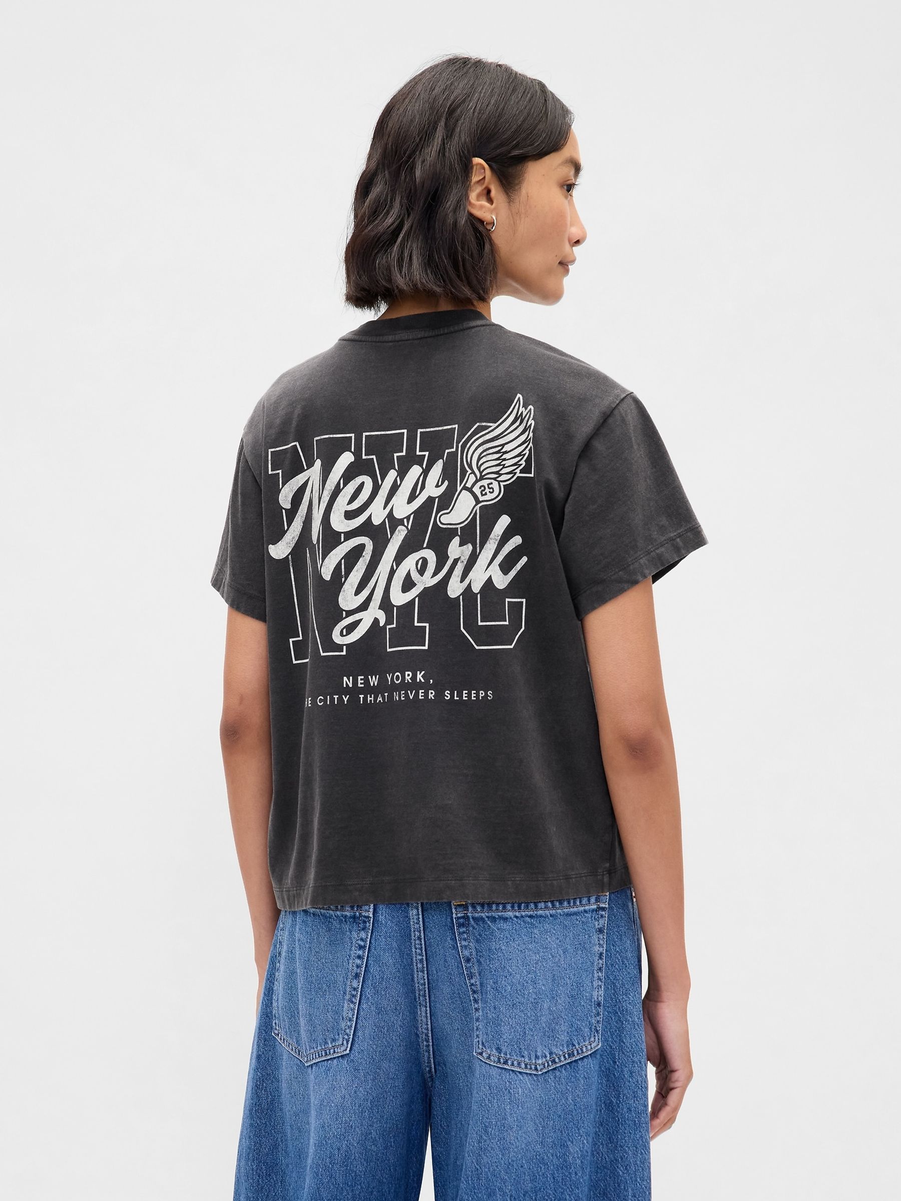 Grey Relaxed NYC Graphic T-Shirt - Image 2 of 4