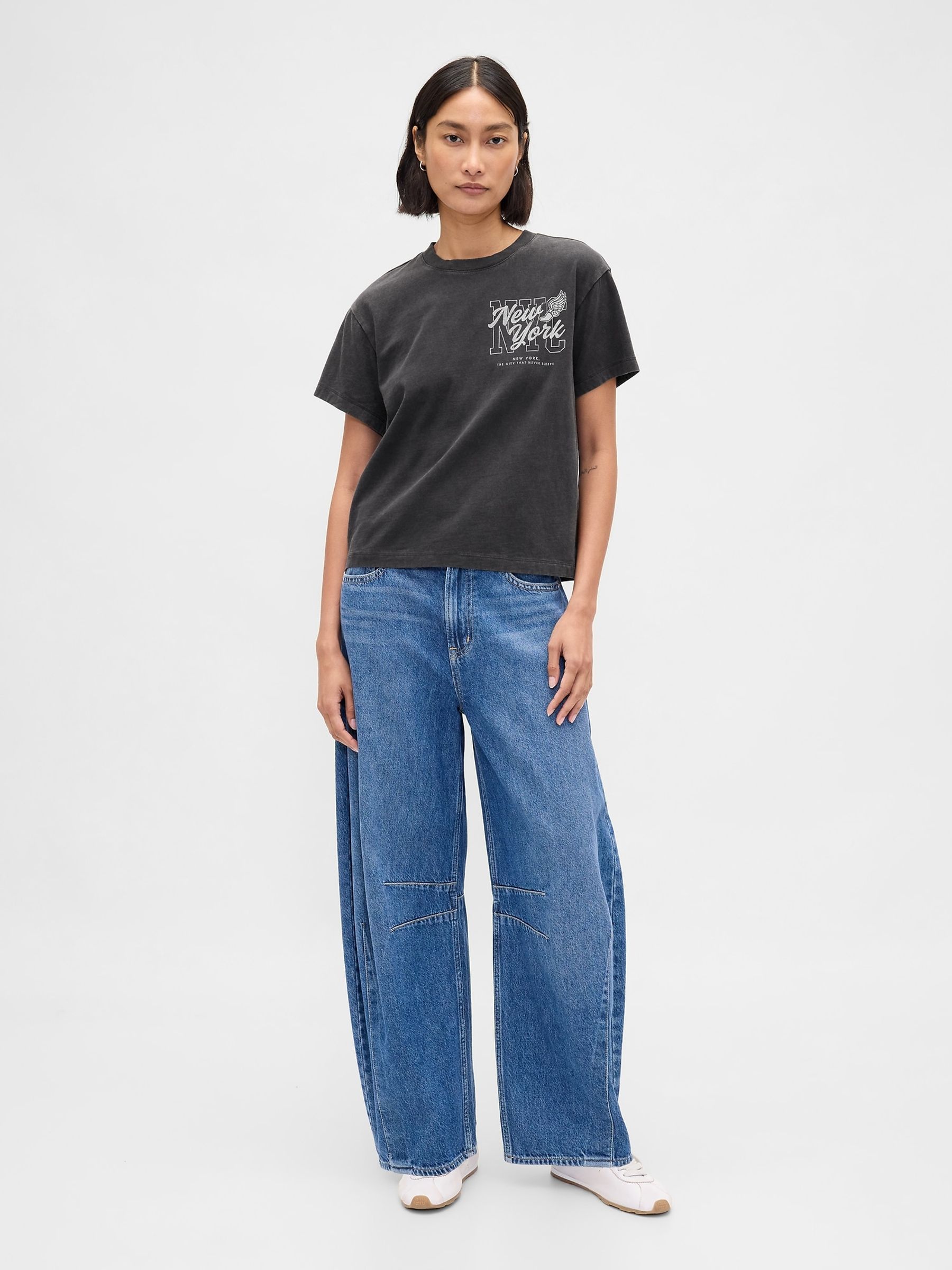 Grey Relaxed NYC Graphic T-Shirt - Image 3 of 4