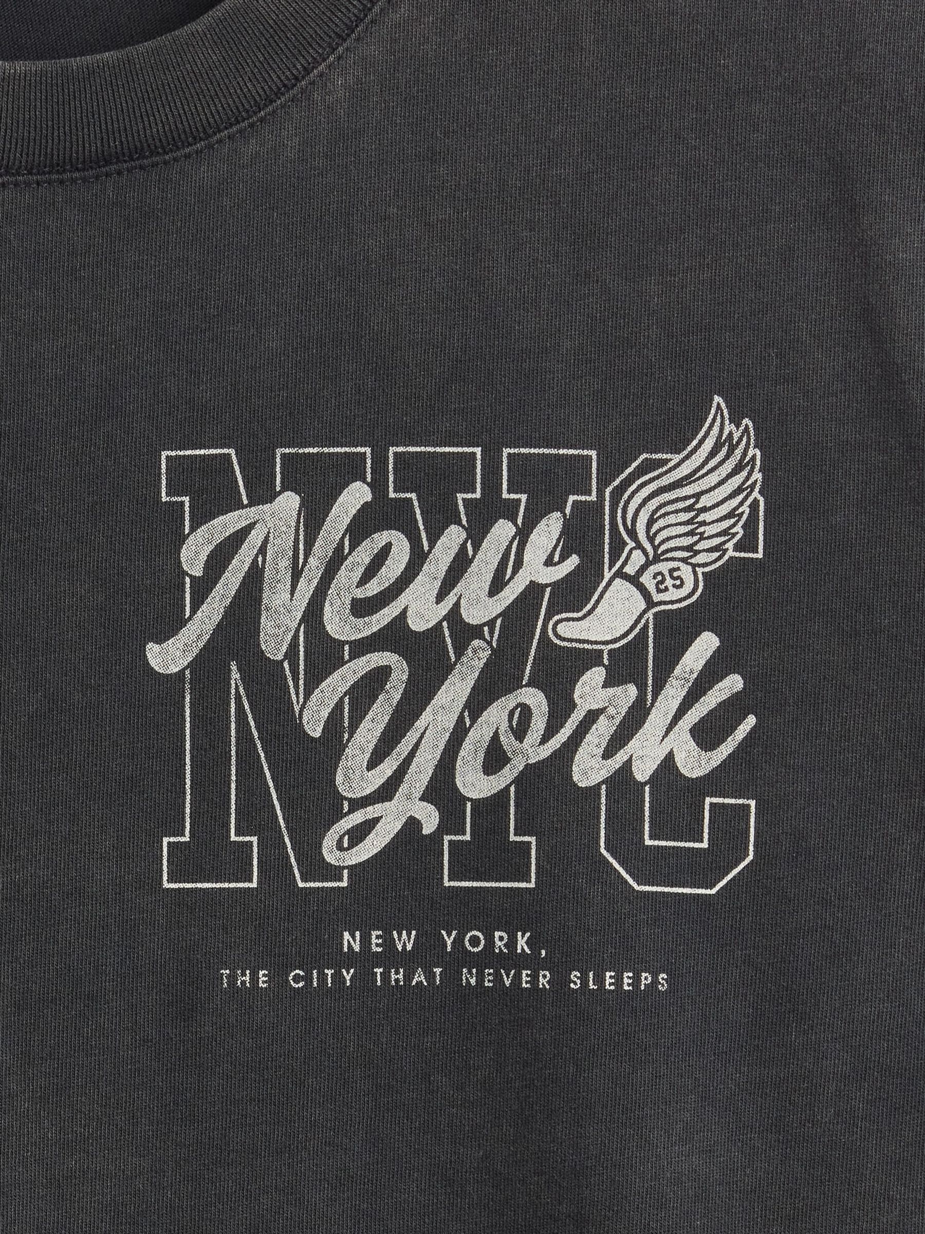 Grey Relaxed NYC Graphic T-Shirt - Image 4 of 4