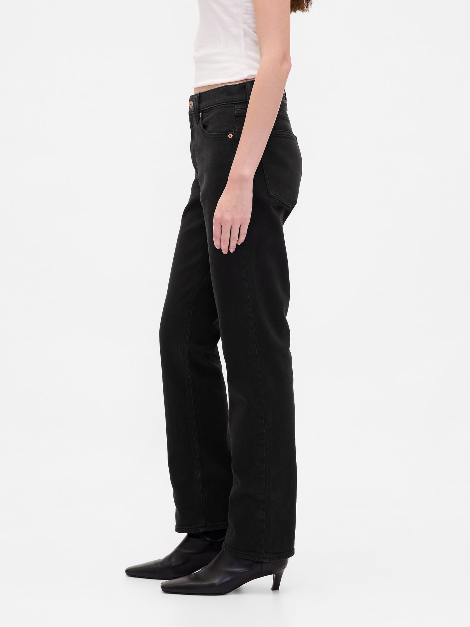 Black High Waisted 90s Slim Straight Jeans - Image 3 of 7
