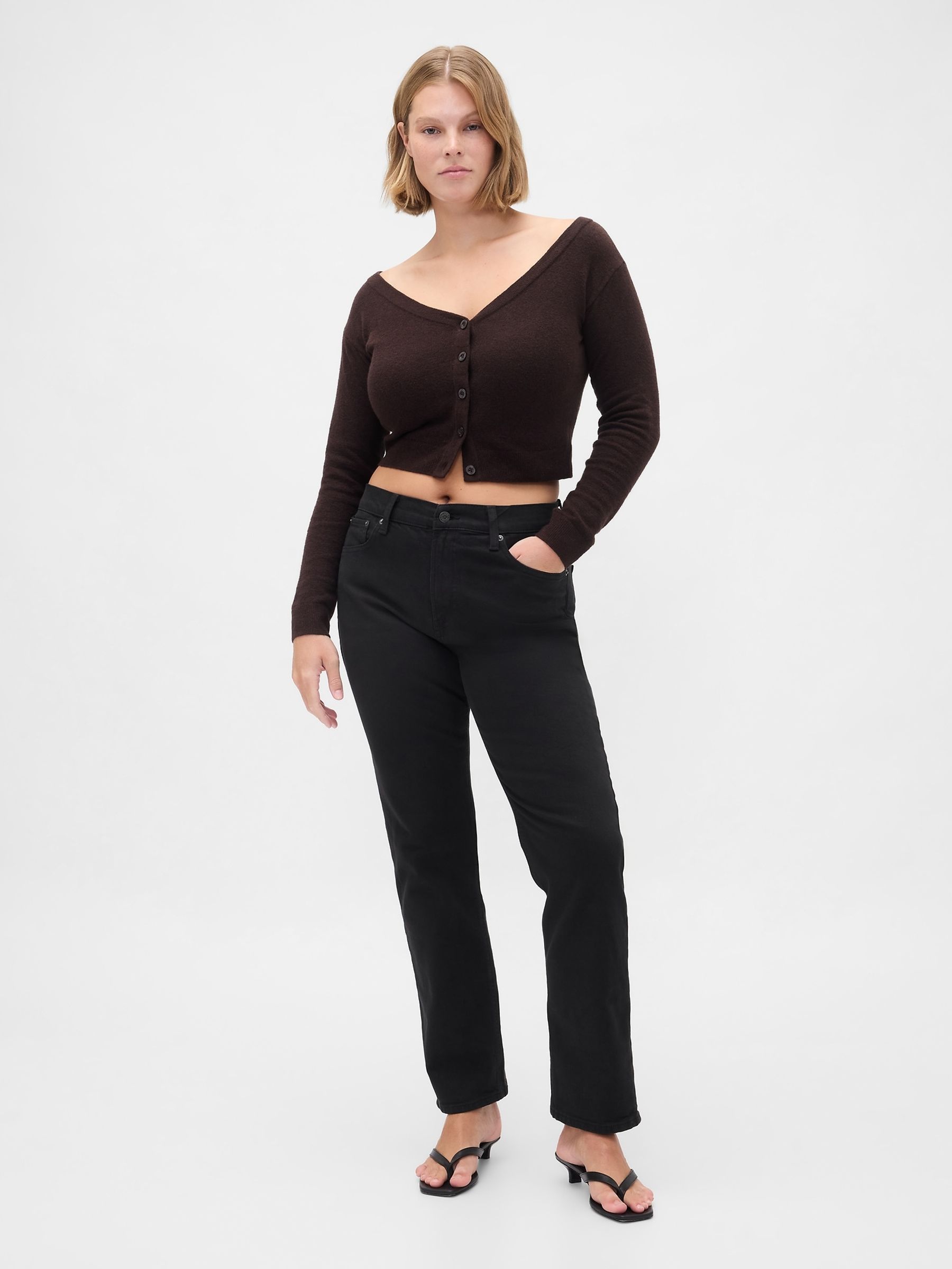 Black High Waisted 90s Slim Straight Jeans - Image 4 of 7