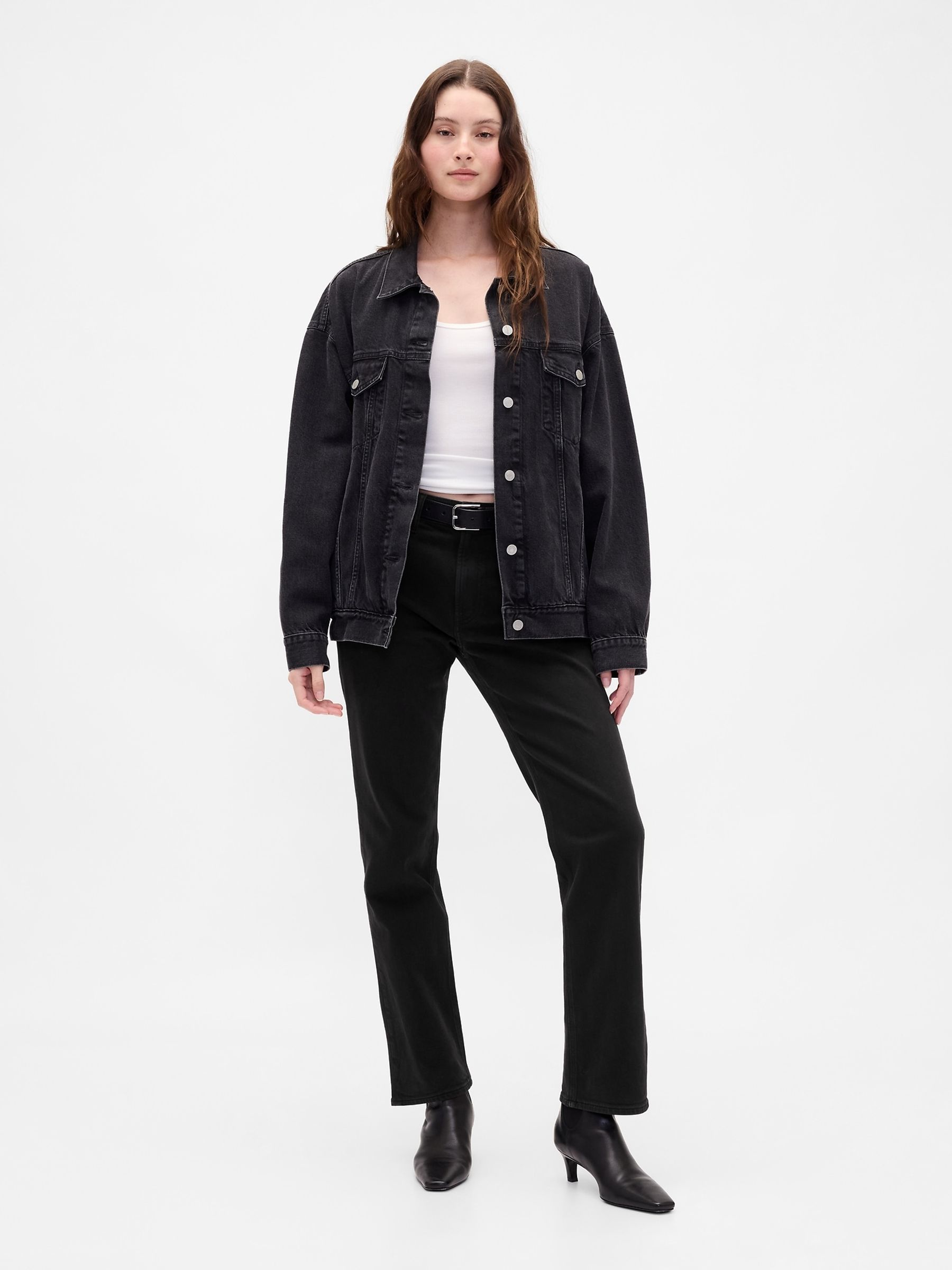 Black High Waisted 90s Slim Straight Jeans - Image 5 of 7