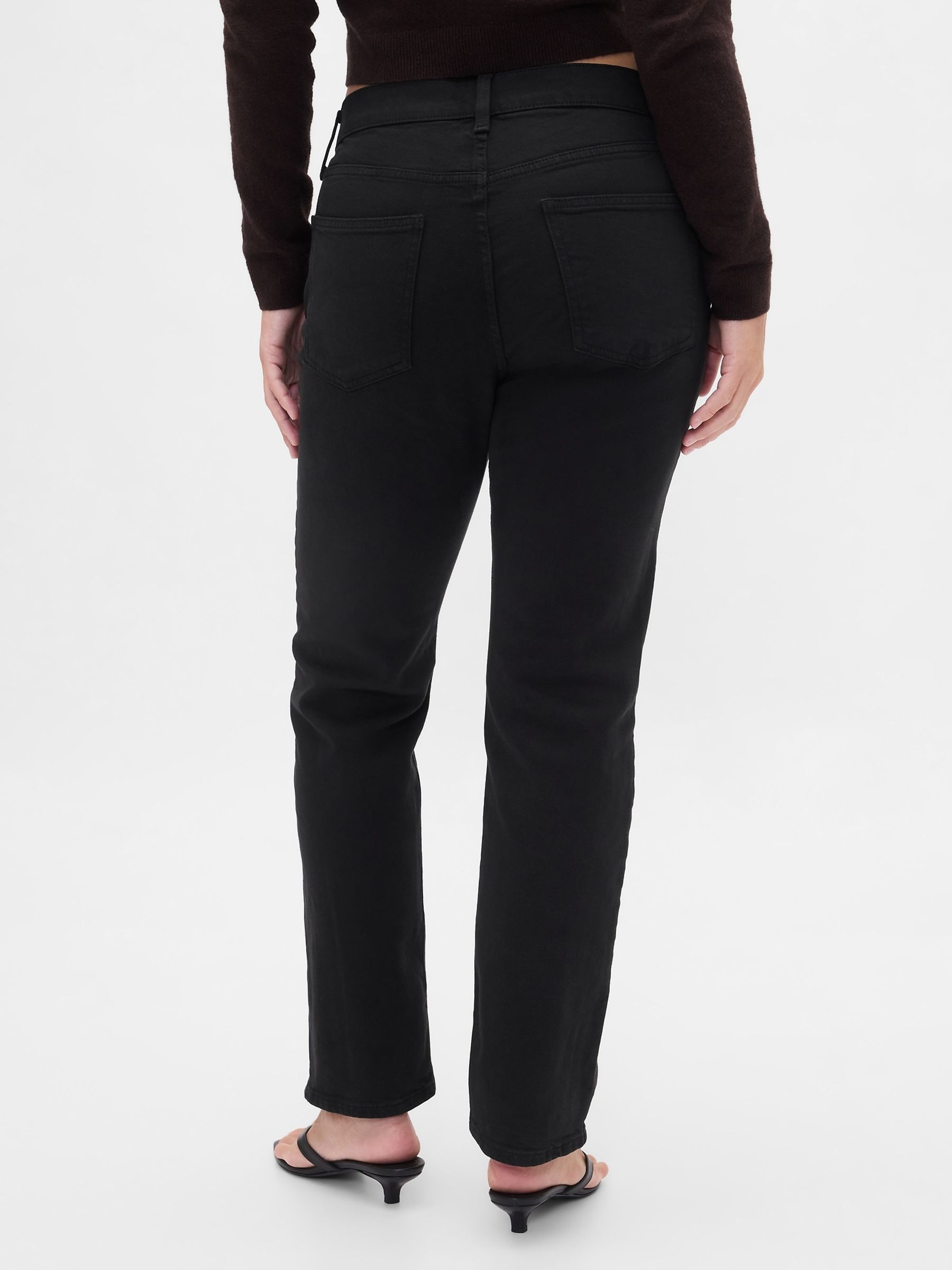 Black High Waisted 90s Slim Straight Jeans - Image 6 of 7