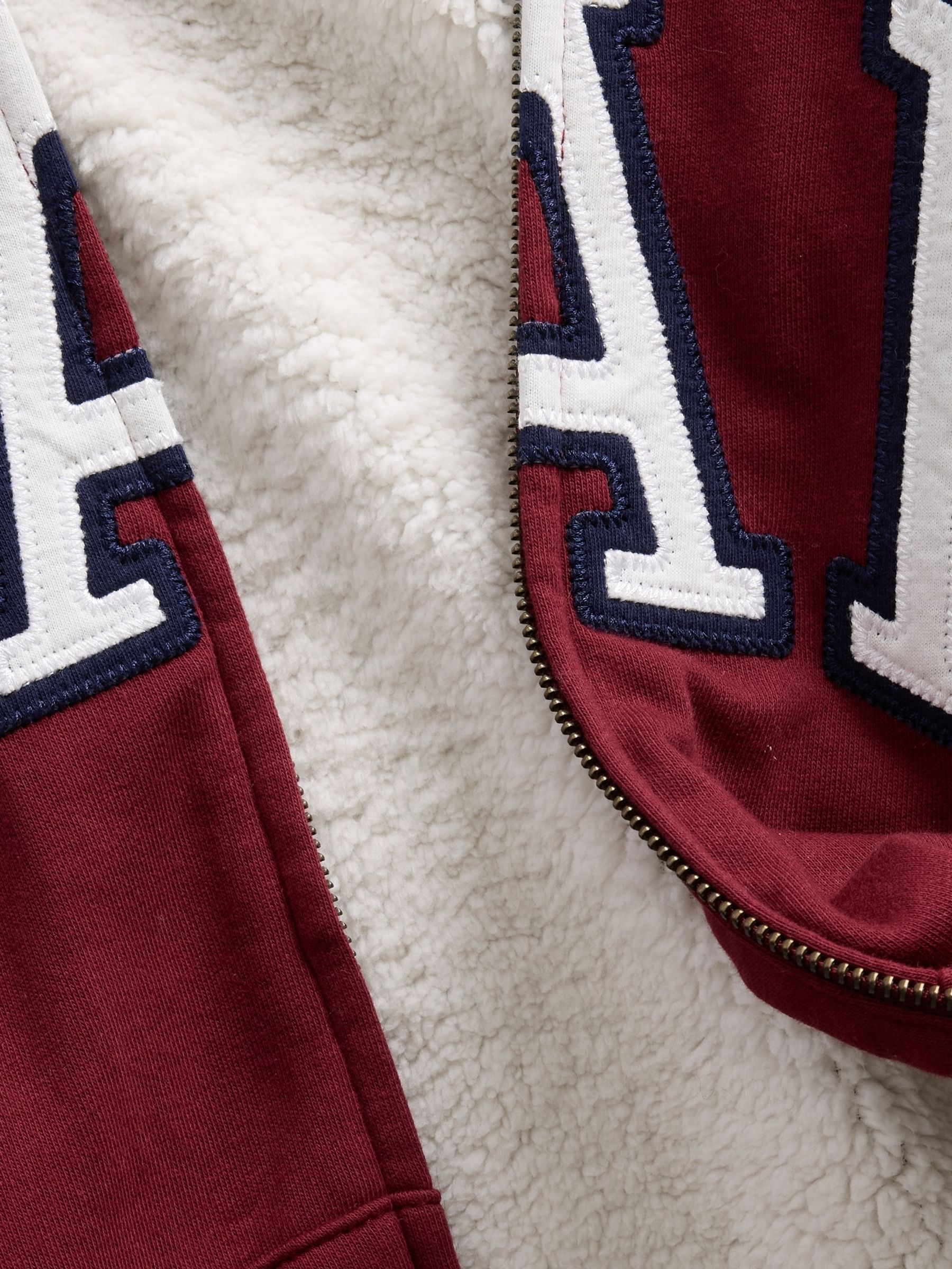 Red Relaxed Logo Sherpa-Lined Zip Hoodie - Image 4 of 4