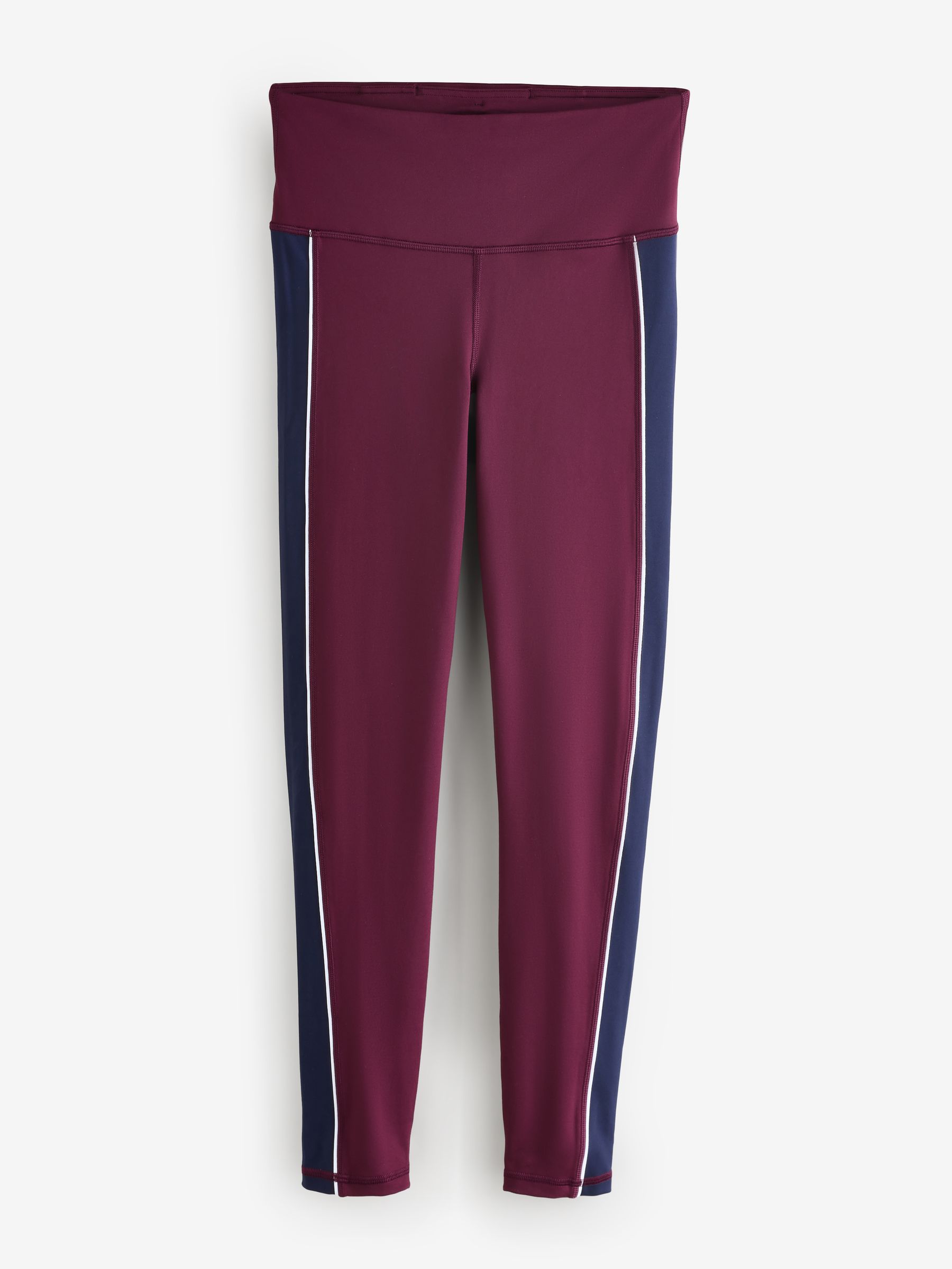 Burgundy Red High Waisted Power Full Length Stripe Leggings - Image 5 of 9