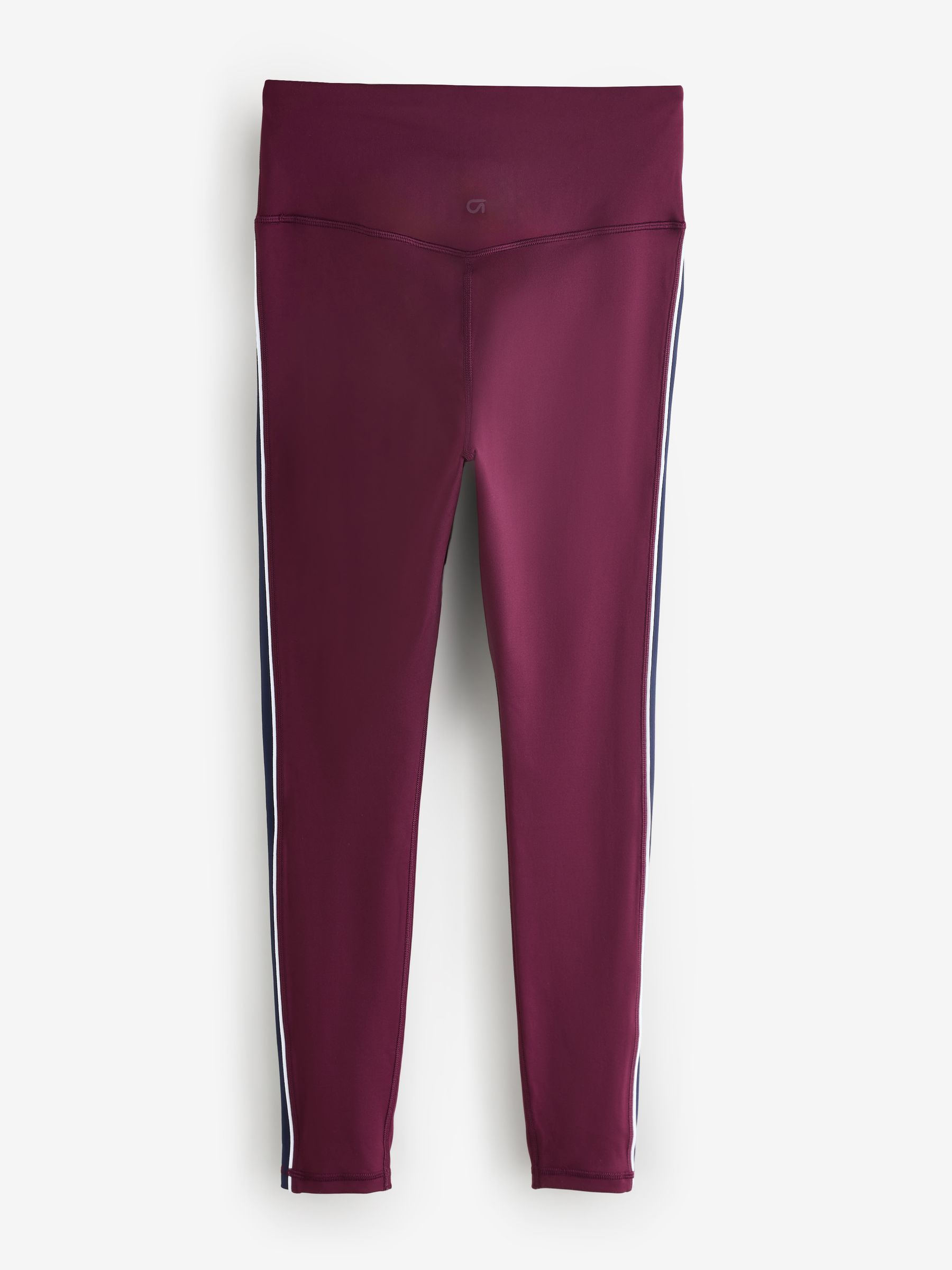Burgundy Red High Waisted Power Full Length Stripe Leggings - Image 6 of 9