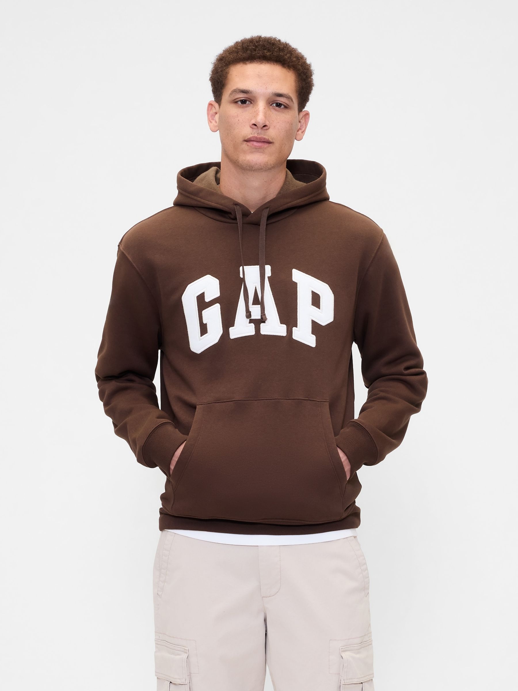 Brown Overhead Logo Fleece Zip Hoodie - Image 1 of 4