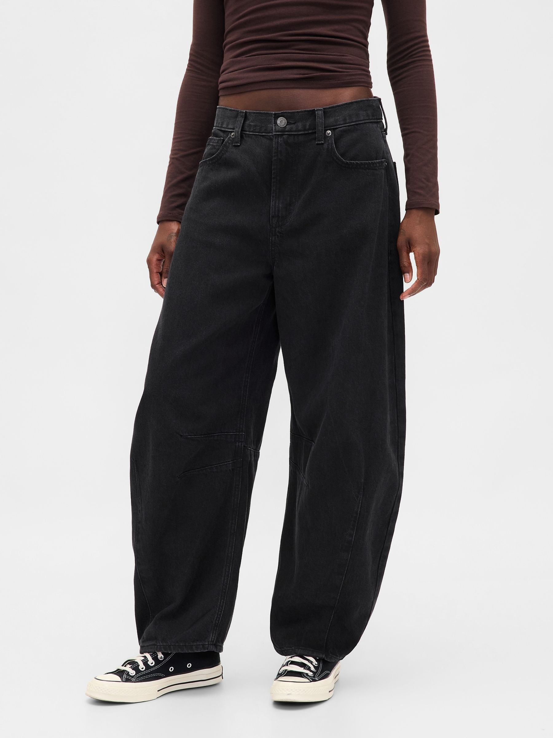 Black High Waisted UltraSoft Horseshoe Jeans - Image 1 of 6