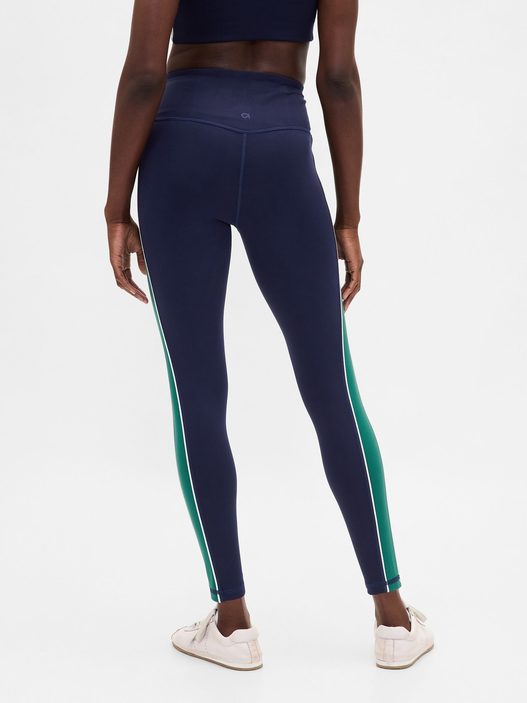 Blue High Waisted Power Full Length Stripe Leggings - Image 2 of 5