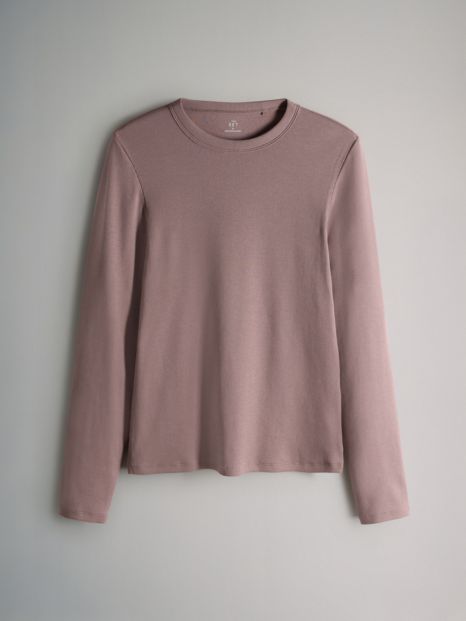 Mauve/Berry/Leopard/Black/Cream - 5 Pack Ribbed Long Sleeve T-Shirts - Image 2 of 8