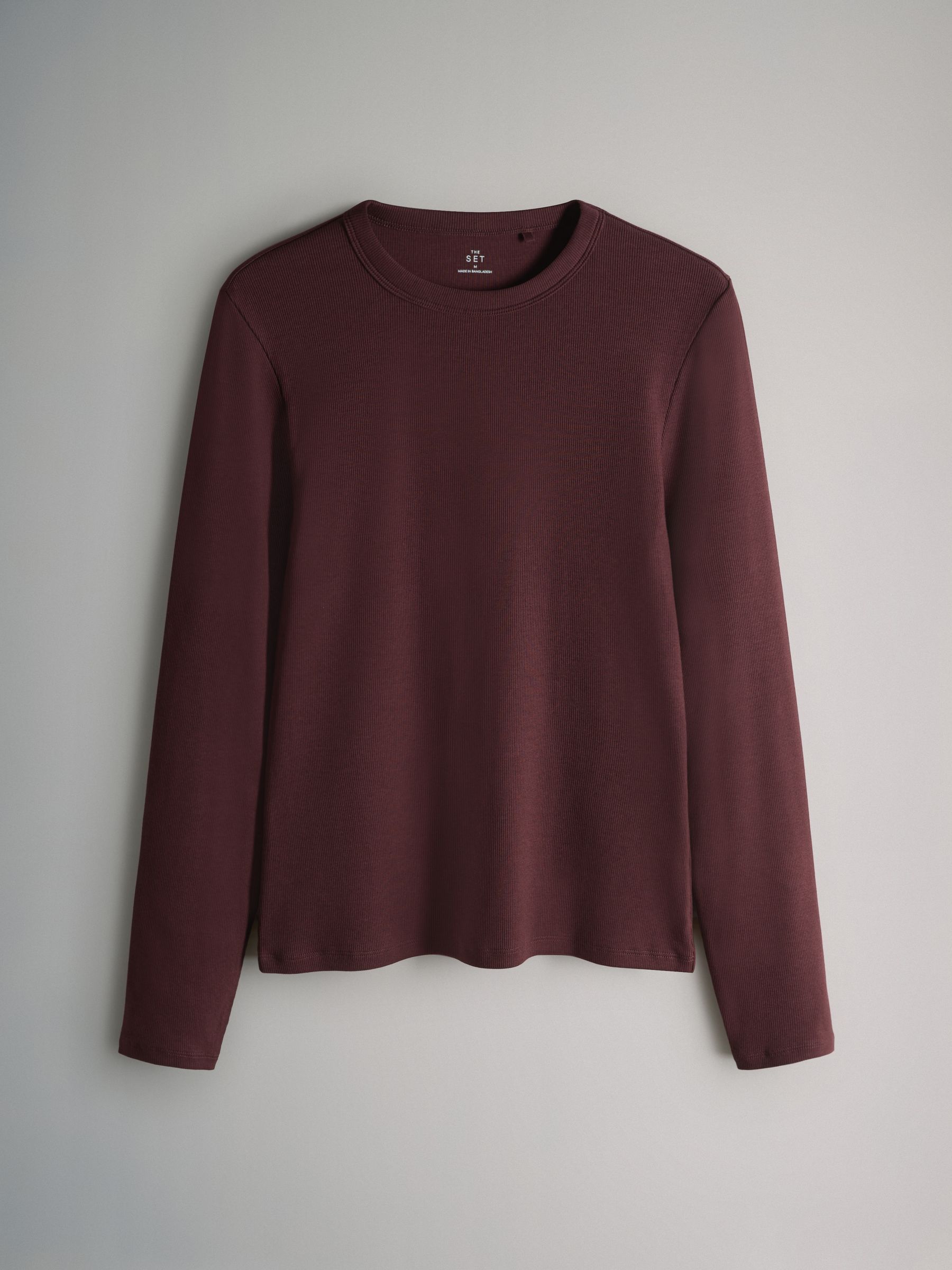 Mauve/Berry/Leopard/Black/Cream - 5 Pack Ribbed Long Sleeve T-Shirts - Image 4 of 8