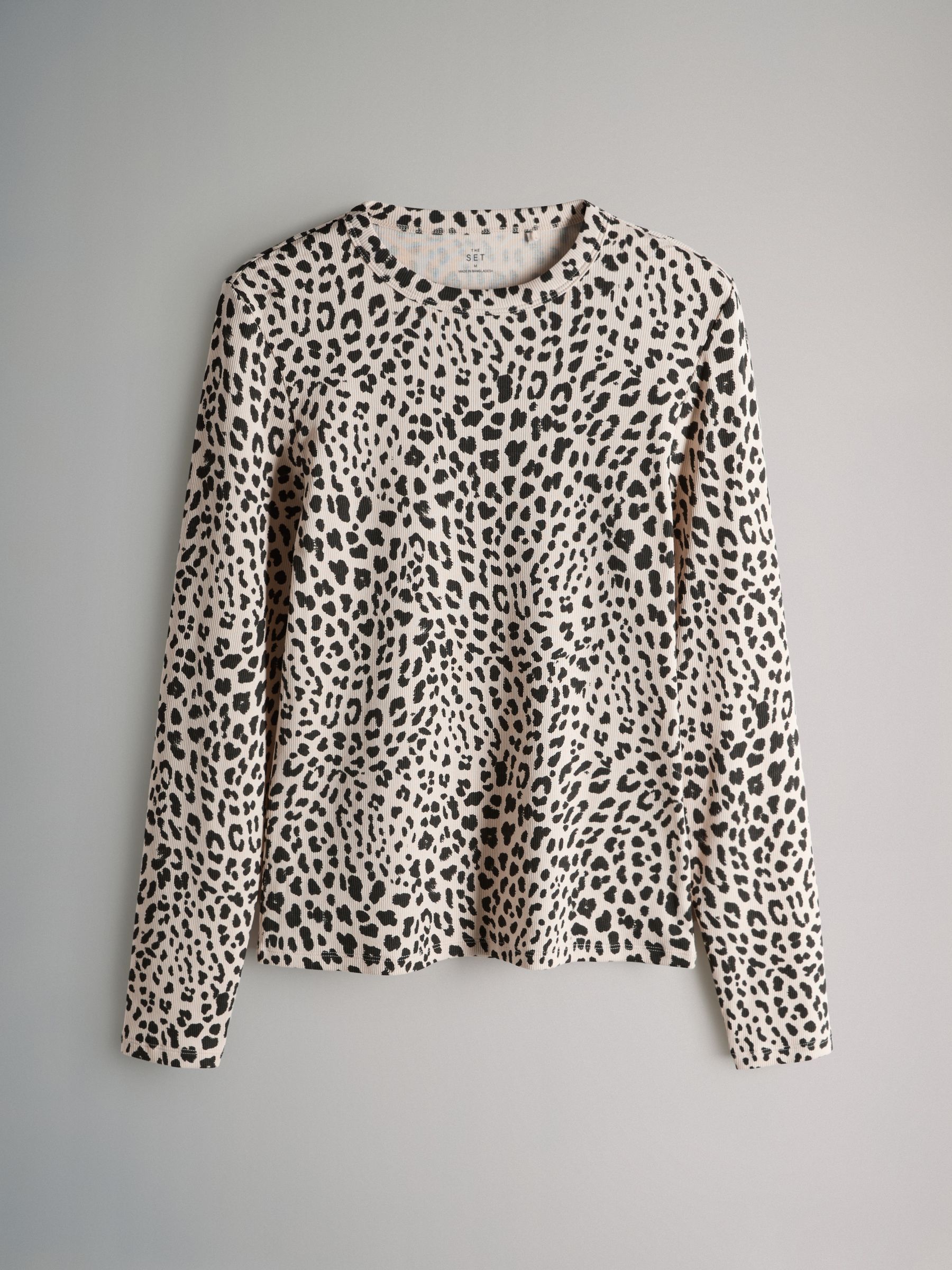 Mauve/Berry/Leopard/Black/Cream - 5 Pack Ribbed Long Sleeve T-Shirts - Image 6 of 8