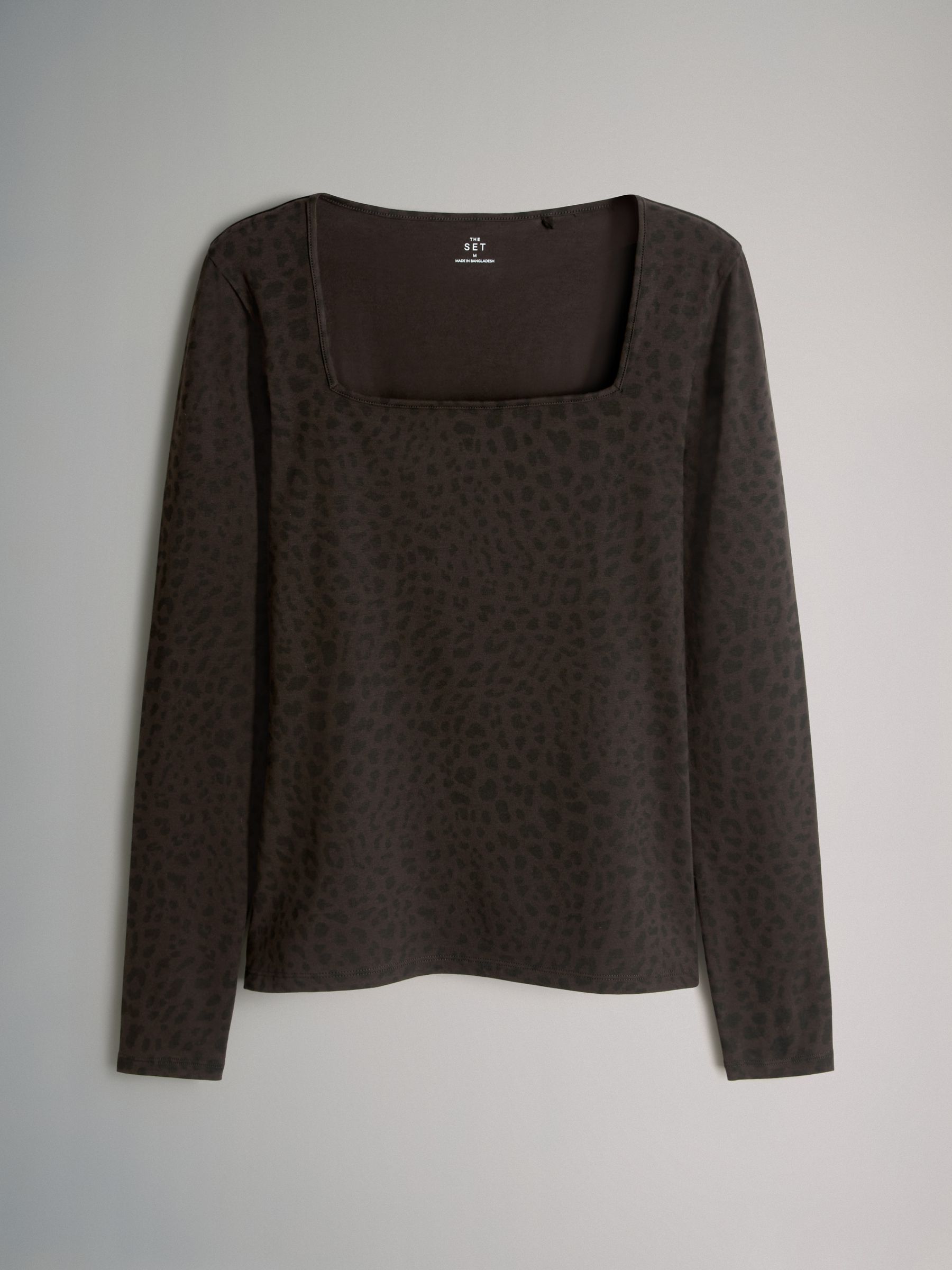 Black/Animal/Taupe Brown - 3 Pack Square Neck Long Sleeve T-Shirts - Image 3 of 6