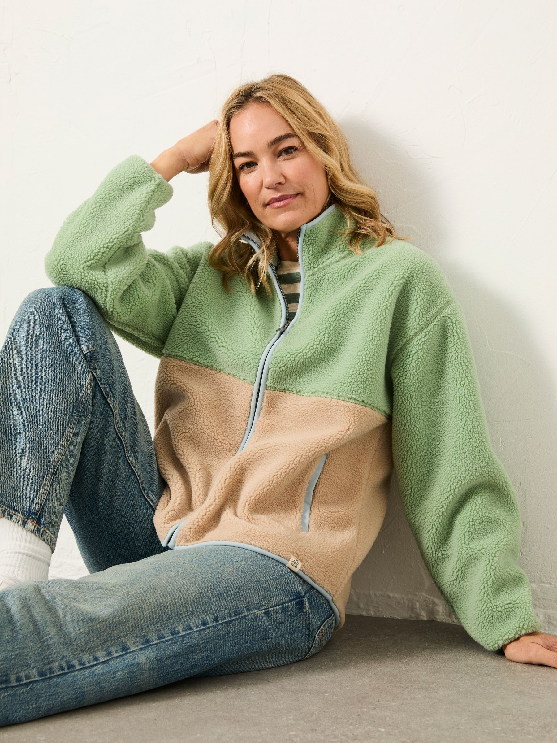Green Colour Block Zip Through Fleece - Image 5 of 6
