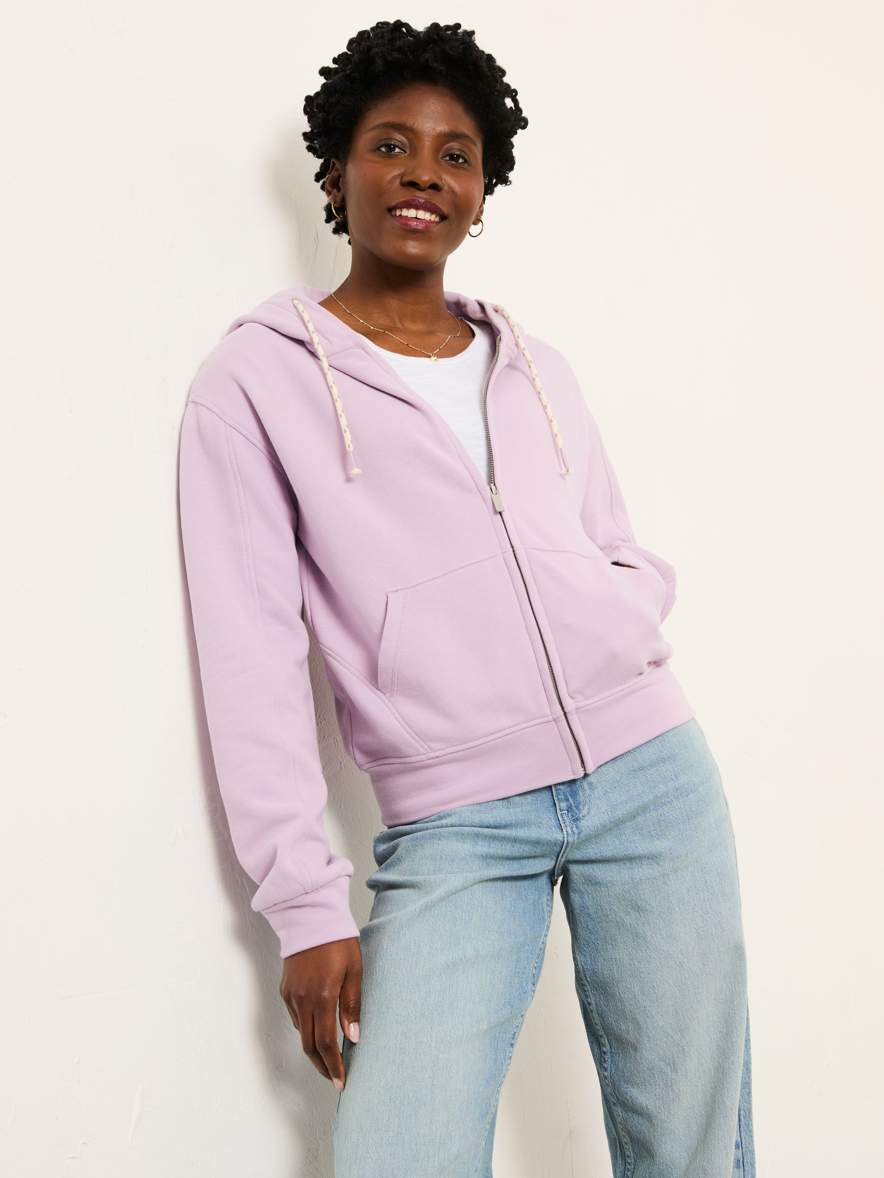 Flora Lilac Purple Zip Through Hoodie - Image 1 of 6
