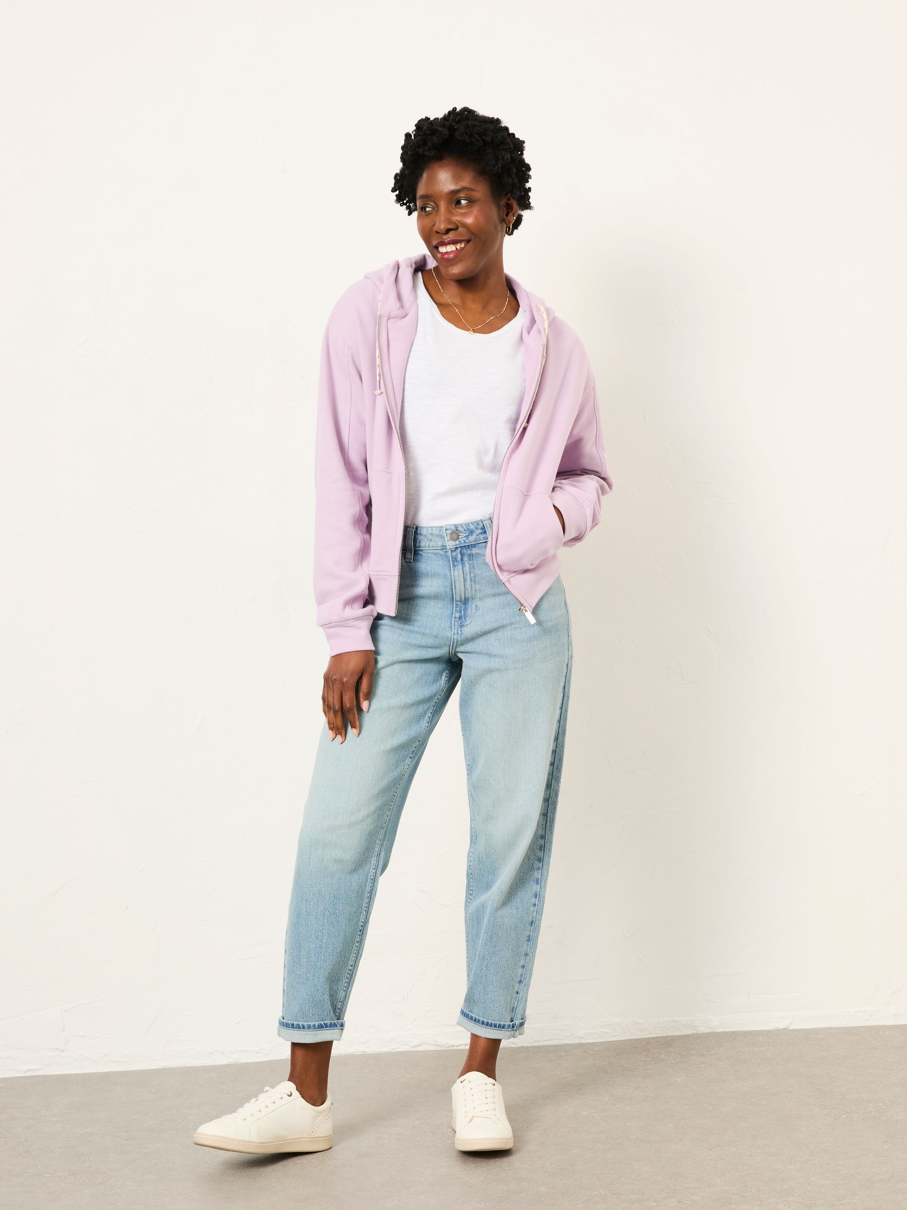 Flora Lilac Purple Zip Through Hoodie - Image 3 of 6