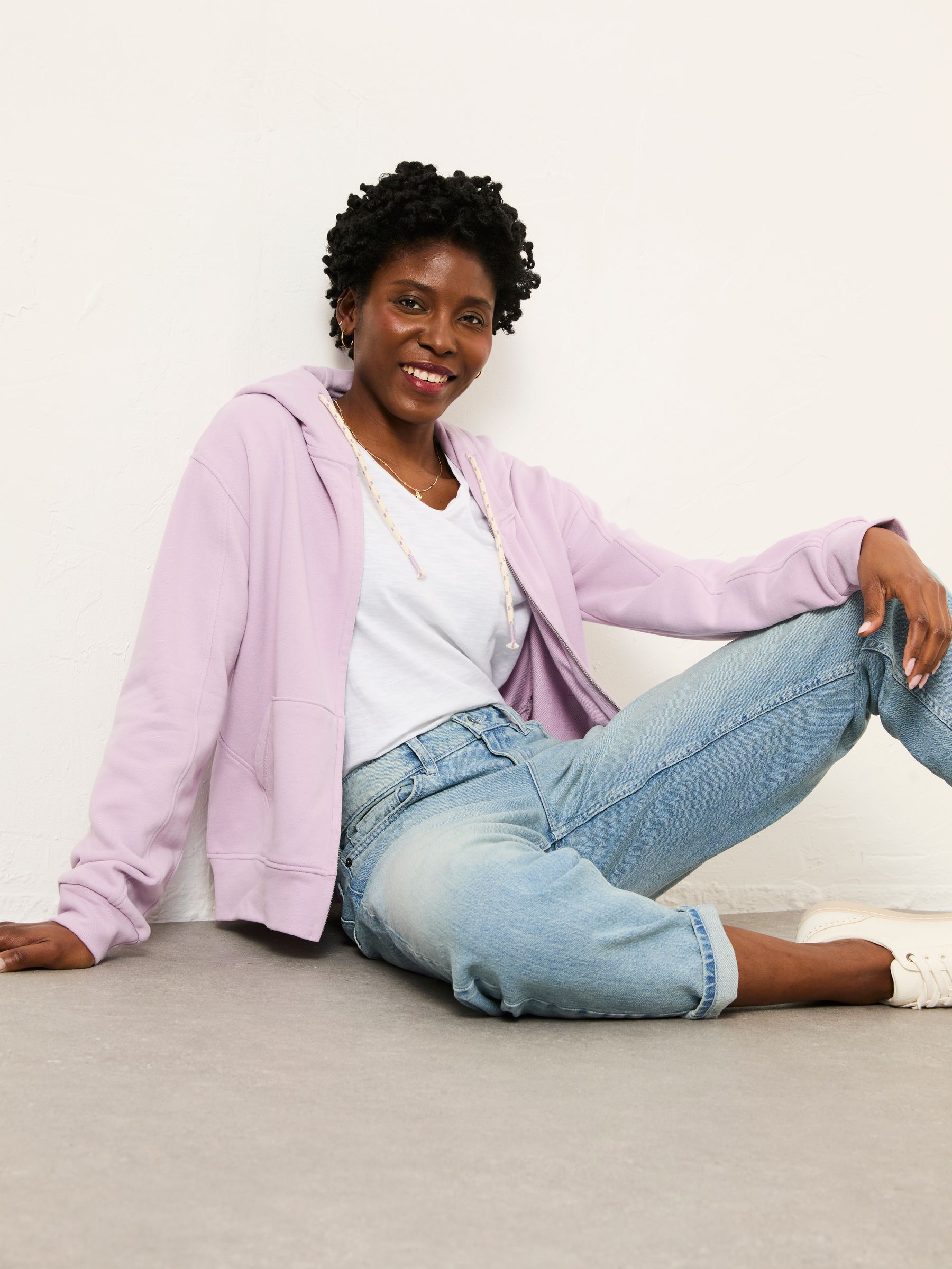 Flora Lilac Purple Zip Through Hoodie - Image 5 of 6