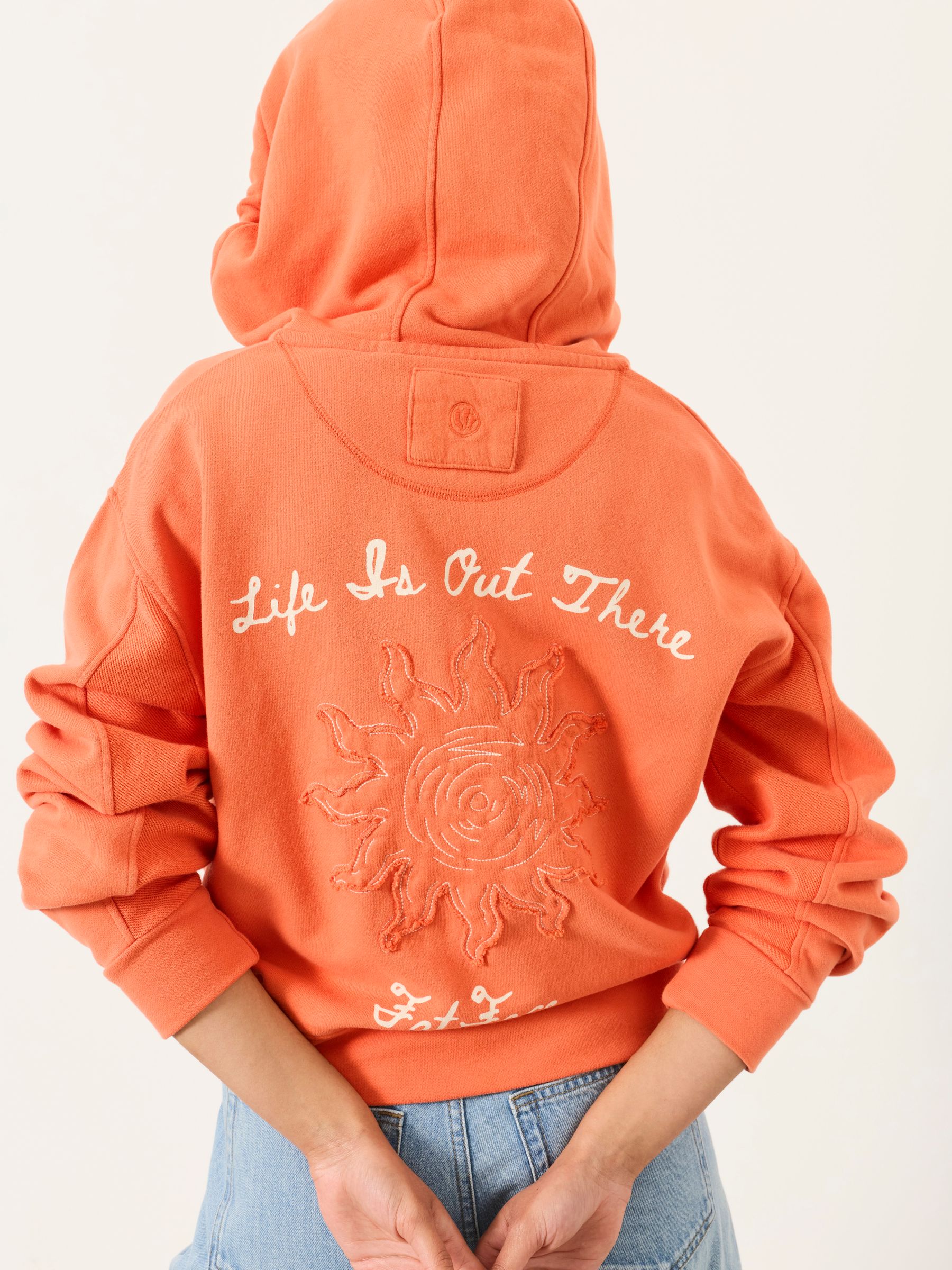 Flora Orange Graphic Zip Through Hoodie | FatFace USA