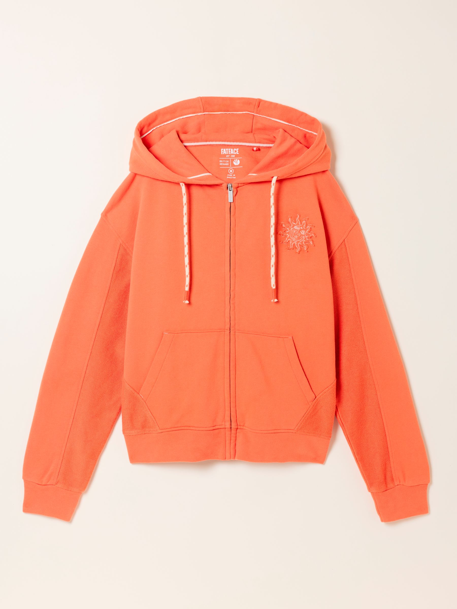 Flora Orange Graphic Zip Through Hoodie | FatFace USA
