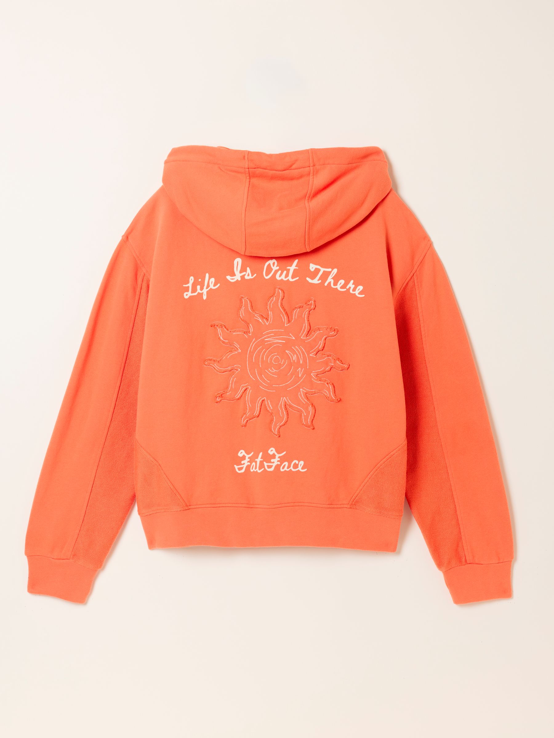 Flora Orange Graphic Zip Through Hoodie | FatFace USA