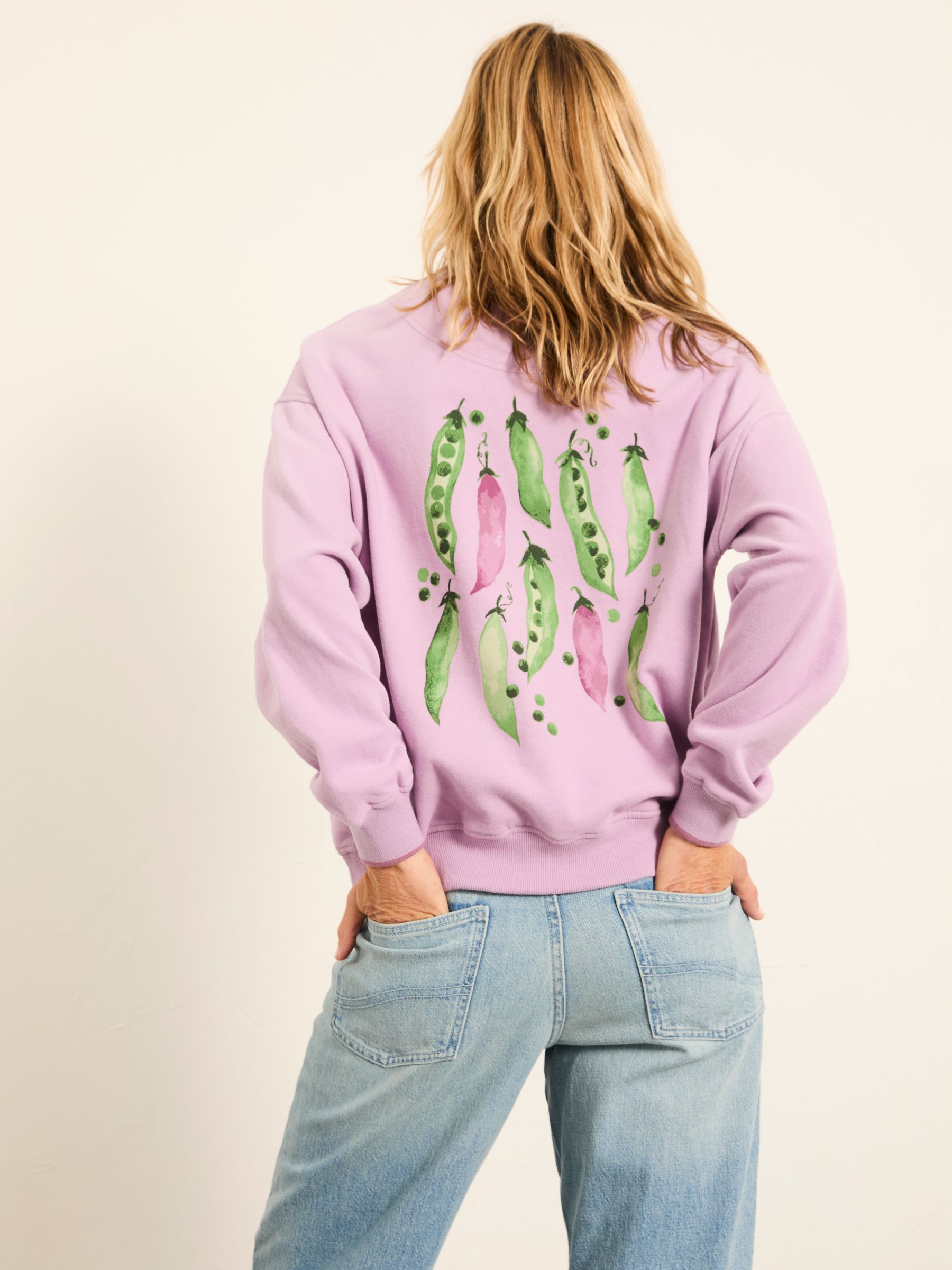 Emily Lilac Purple Sweet Pea Graphic Crew Sweat - Image 2 of 7