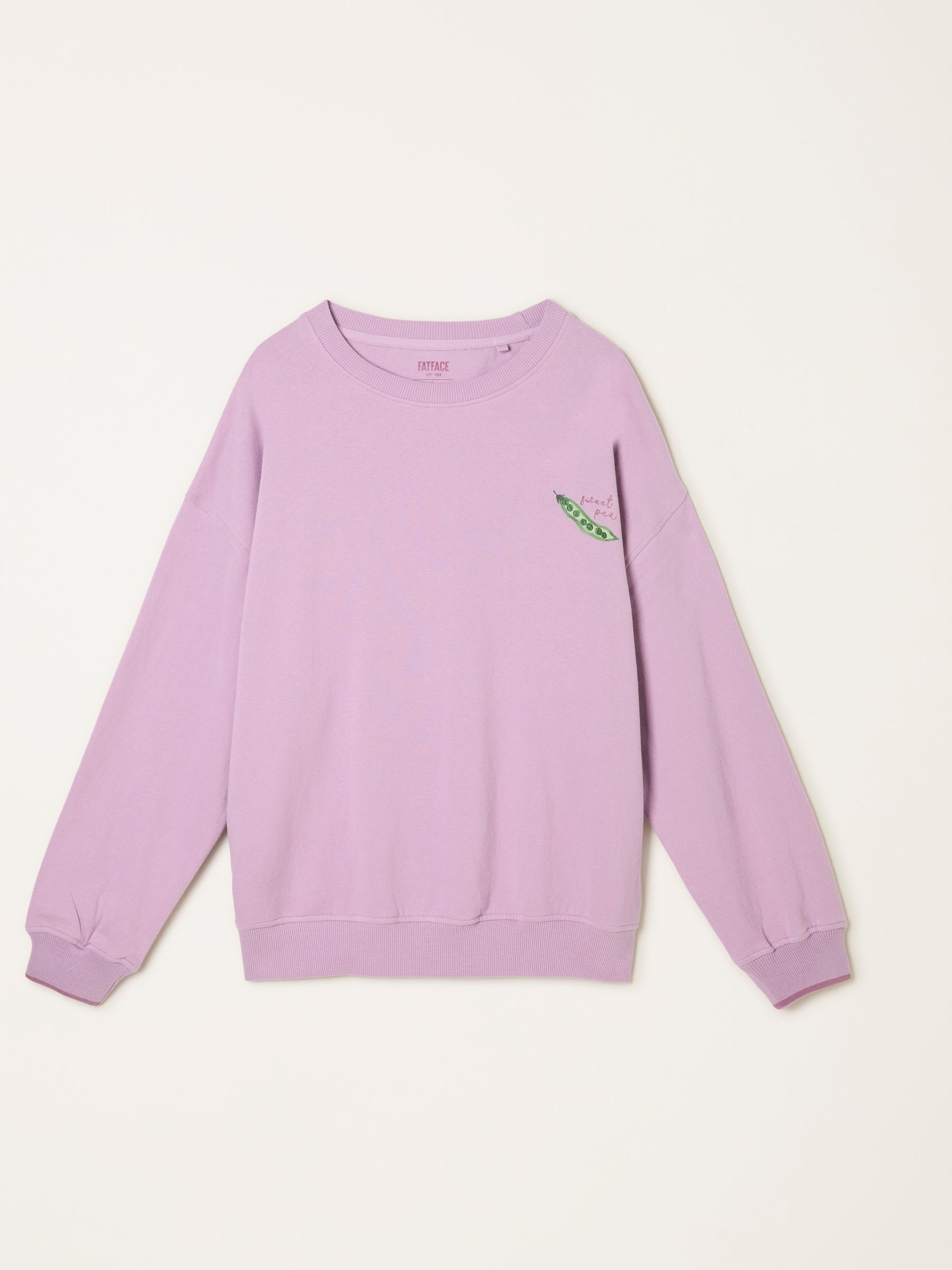 Emily Lilac Purple Sweet Pea Graphic Crew Sweat - Image 6 of 7