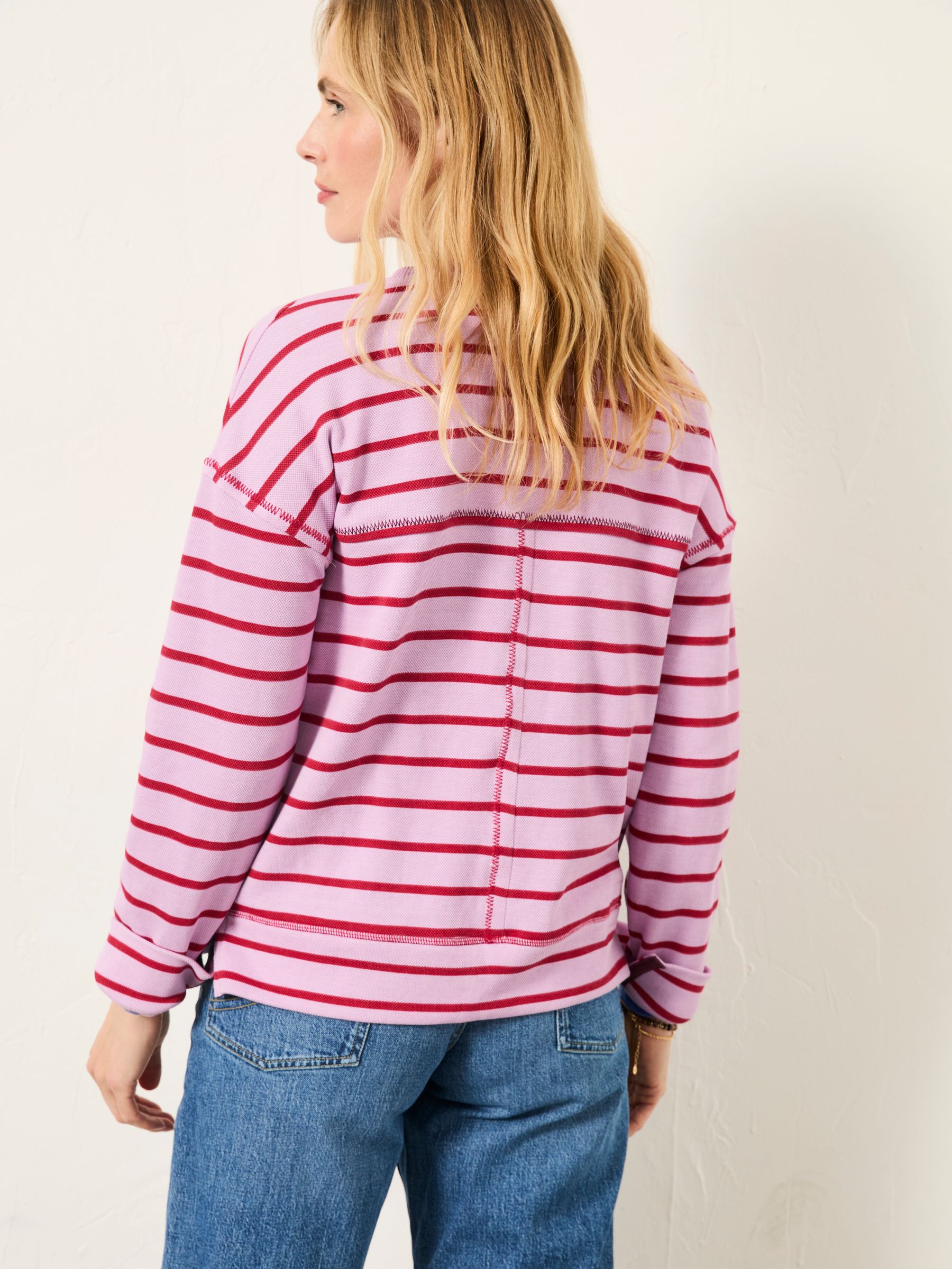 Airlie Lilac Purple Breton Stripe Crew Sweat - Image 2 of 6