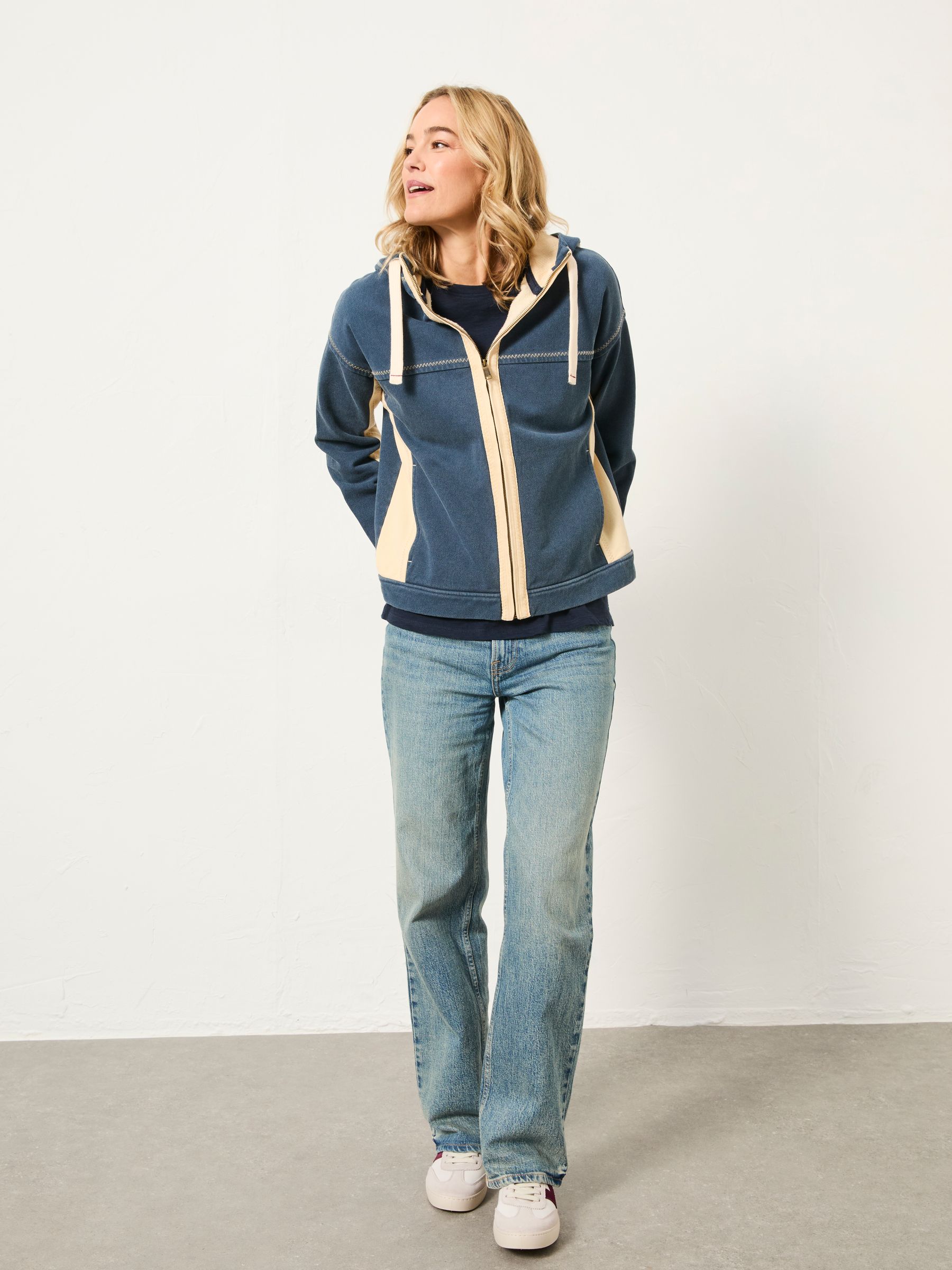 Airlie Navy Zip Through Hoodie - Image 3 of 6