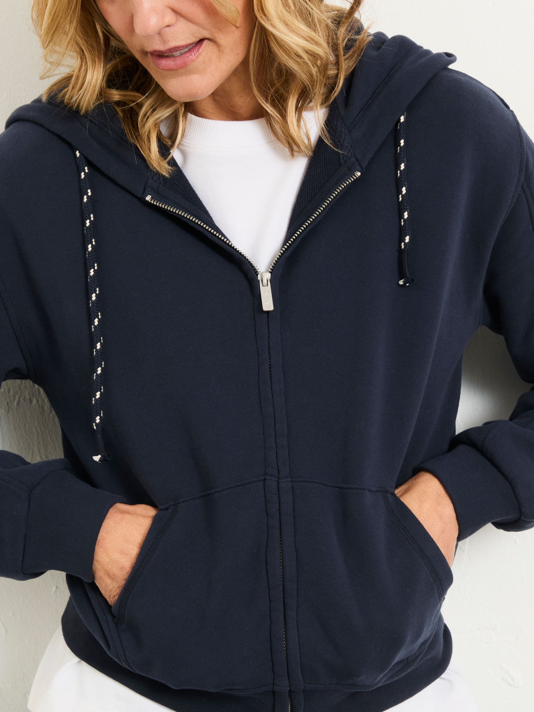 Flora Blue Navy Zip Through Hoodie | FatFace USA