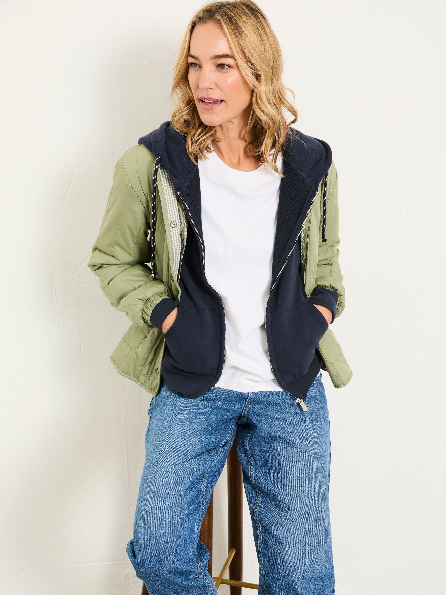 Flora Blue Navy Zip Through Hoodie - Image 3 of 5